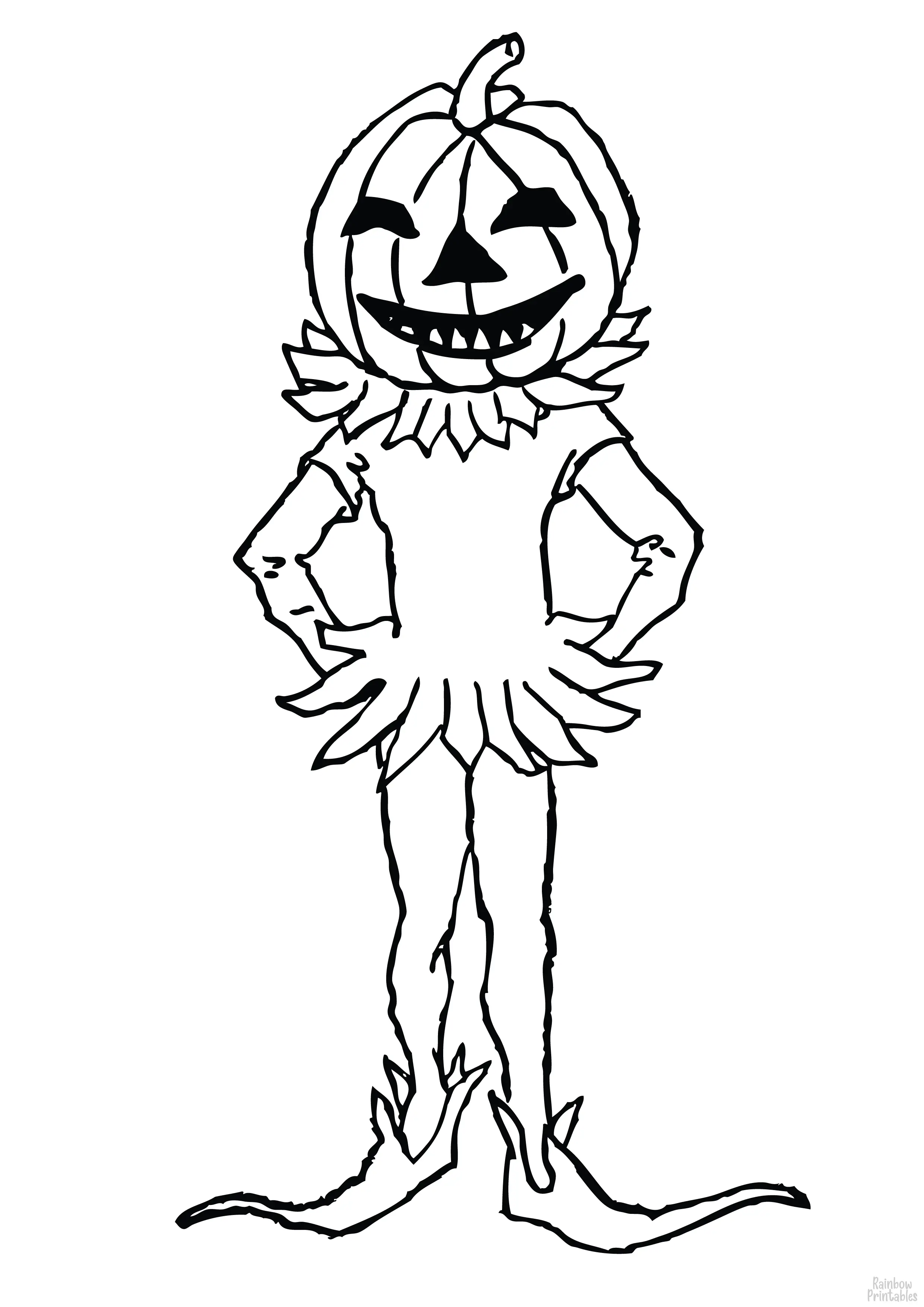 JACK IN THE LATERN Halloween Line Art Drawing Set Free Activity Coloring Pages for Kids