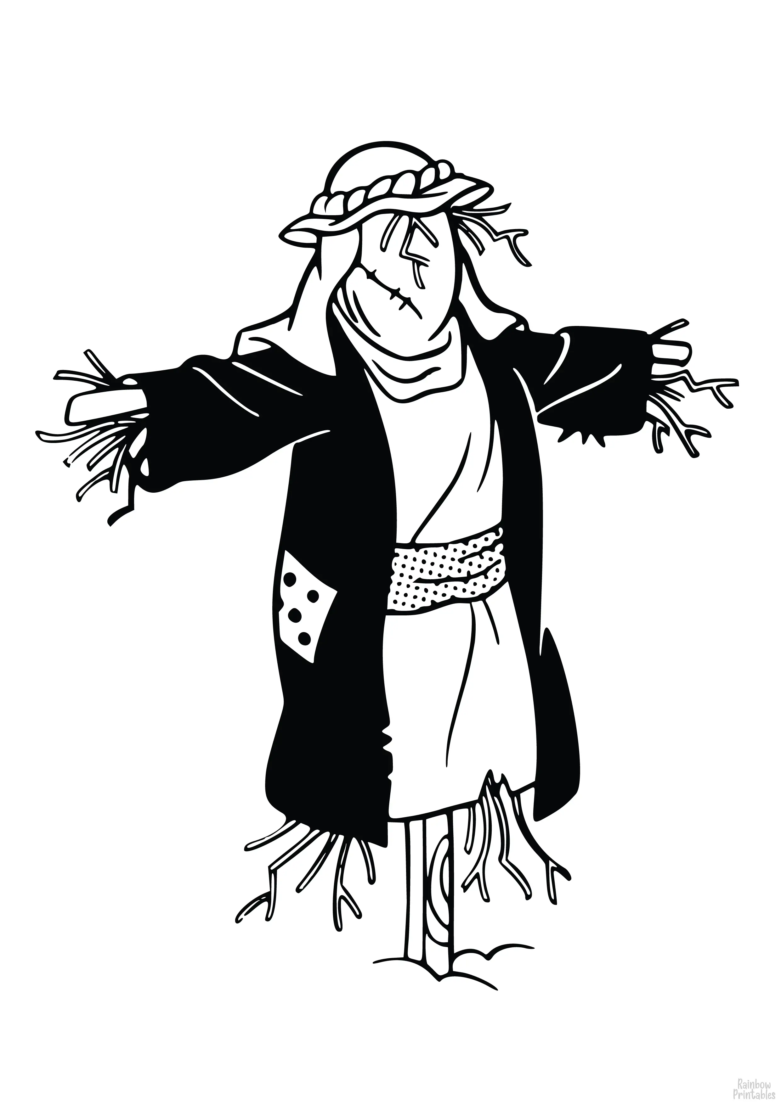 SCARECROW Halloween Line Art Drawing Set Free Activity Coloring Pages for Kids-02