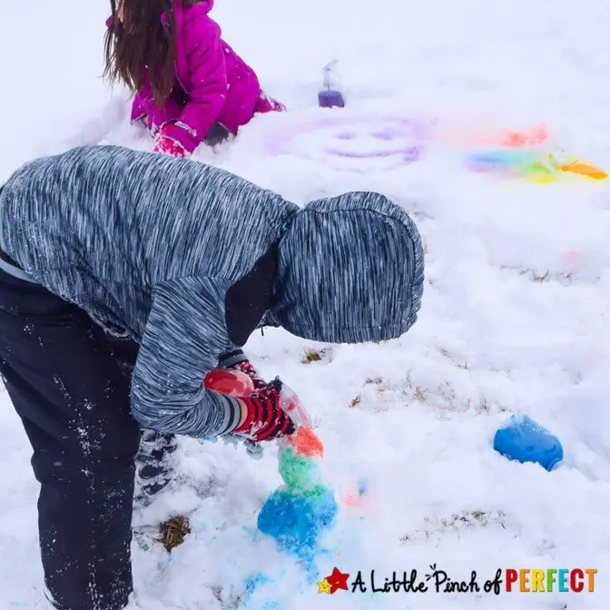 kids playing with snow