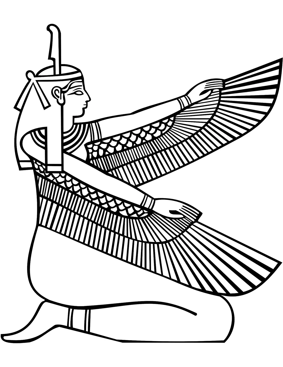 GODDESS MAAT TRUTH OF JUSTICE Free Clipart Coloring Pages for Kids Adults Art Activities Line Art