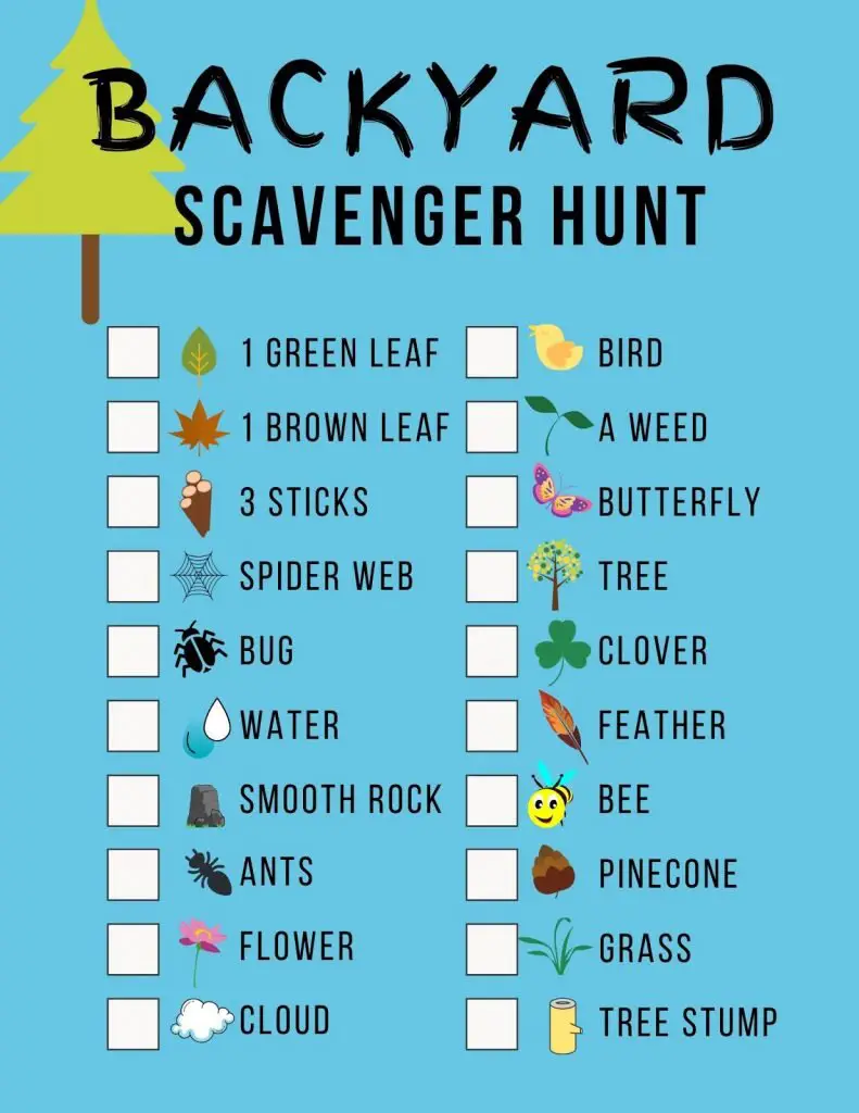 list of items for the scavenger hunt