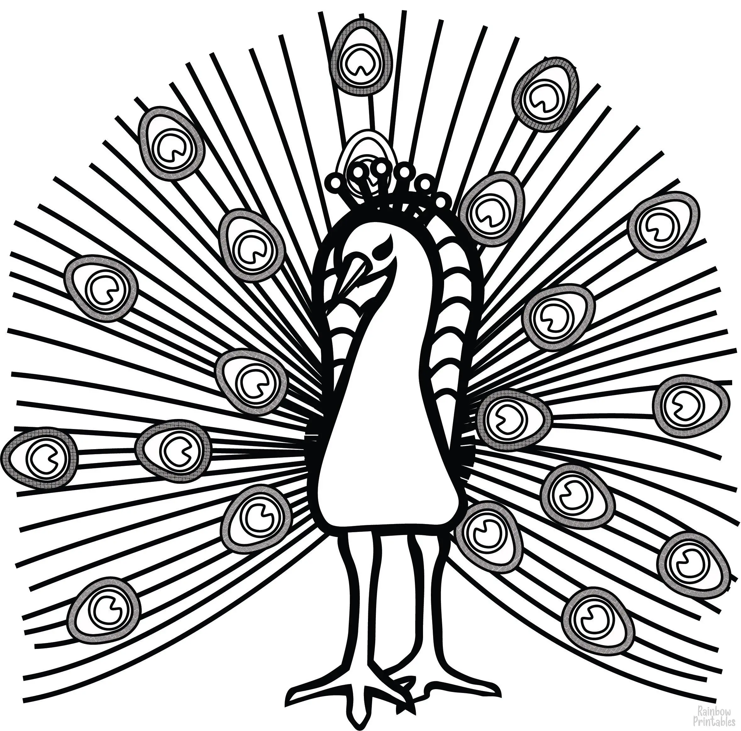 SIMPLE-EASY-line-drawings-PEACOCK-coloring-page-for-kids