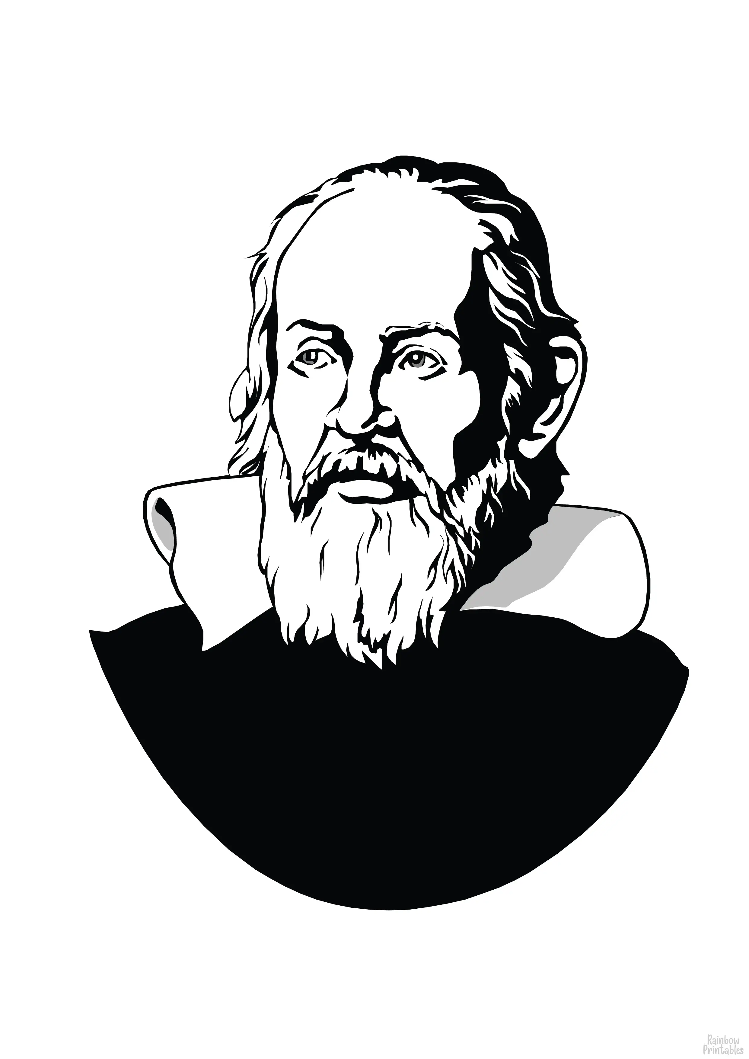 GALILEO PROTRAIT Clipart Coloring Pages for Kids Art Activities Line Art