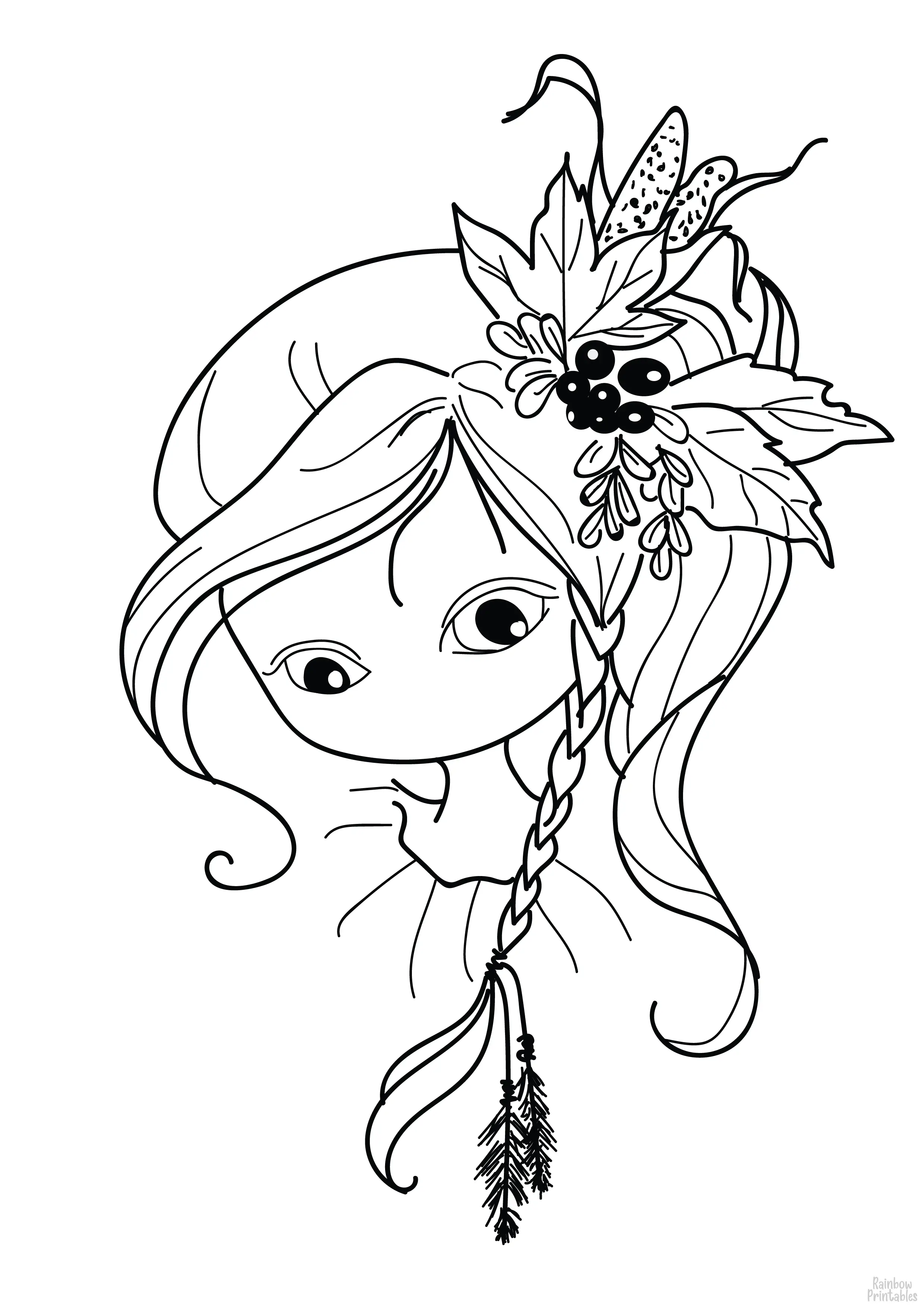 Ponytail Fairy Girl Headwear Free Clipart Coloring Pages for Kids Adults Art Activities Line Art