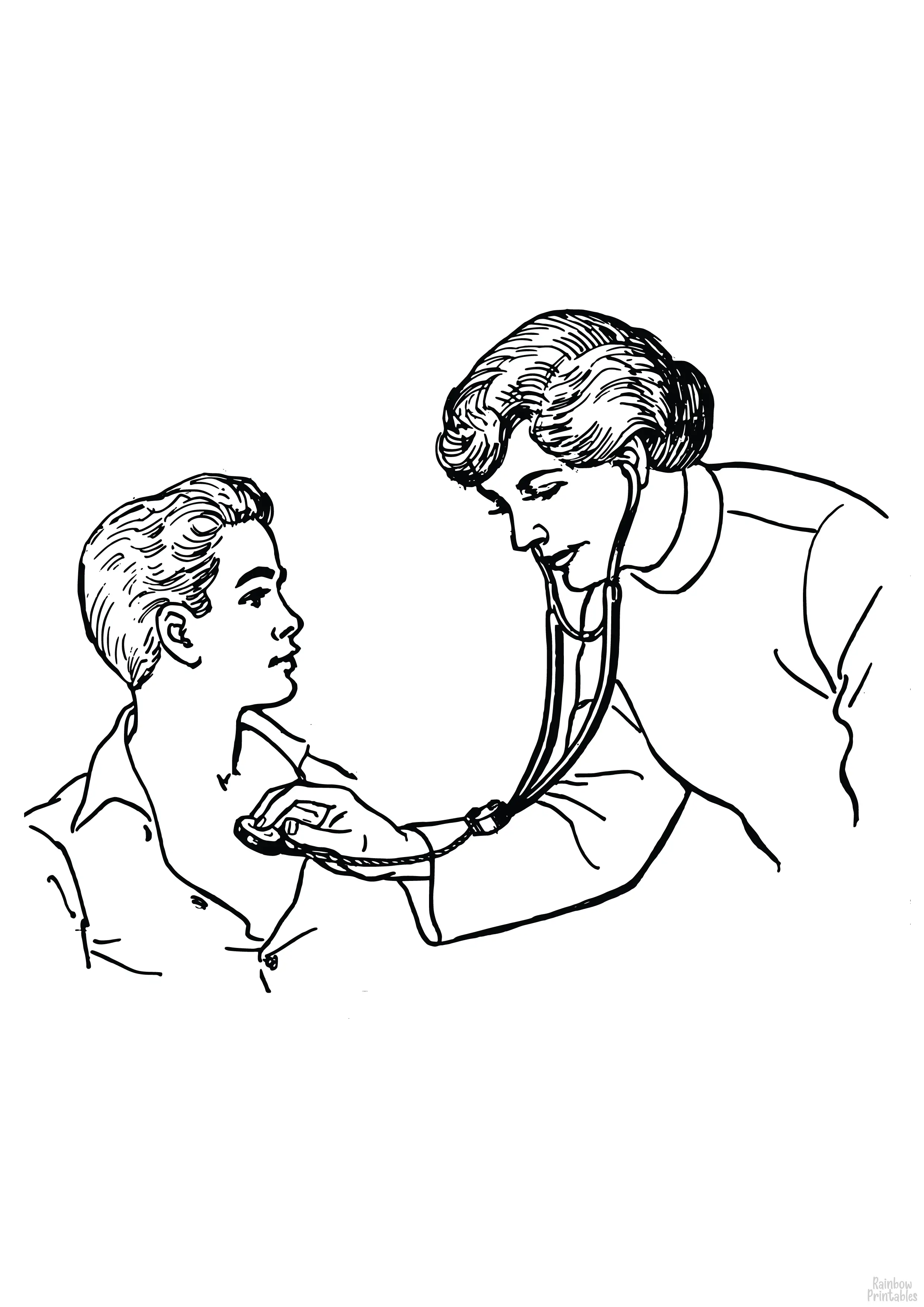 MEDICAL DOCTOR CHECK UP Free Clipart Coloring Pages for Kids Adults Art Activities Line Art
