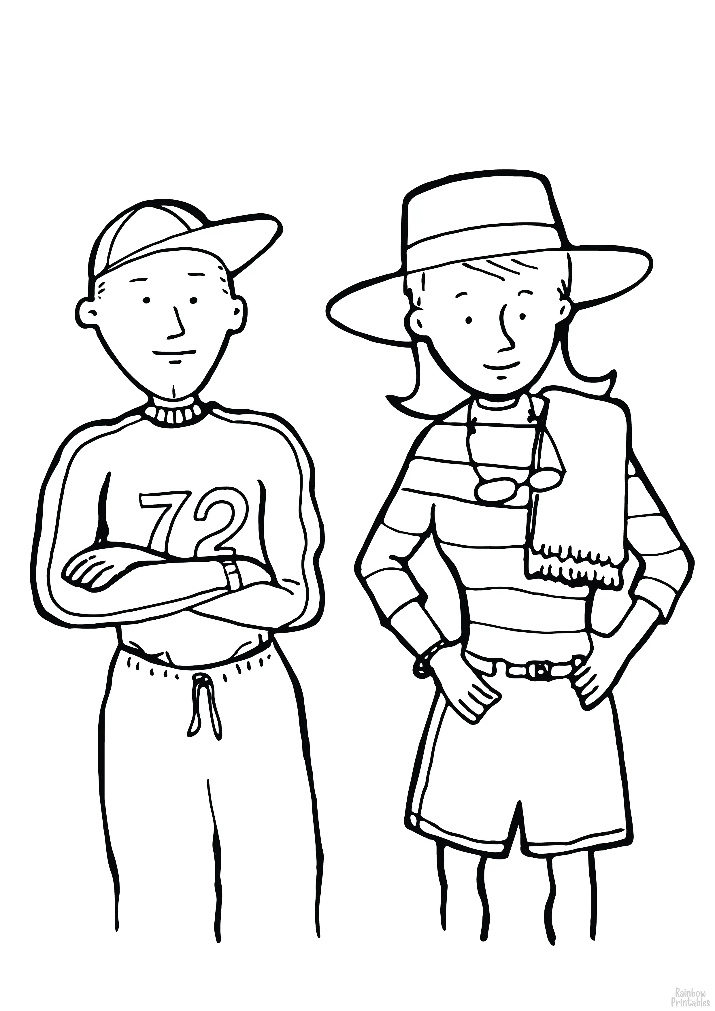 PEOPLE BASEBALL GARDENER Free Clipart Coloring Pages for Kids Adults Art Activities Line Art