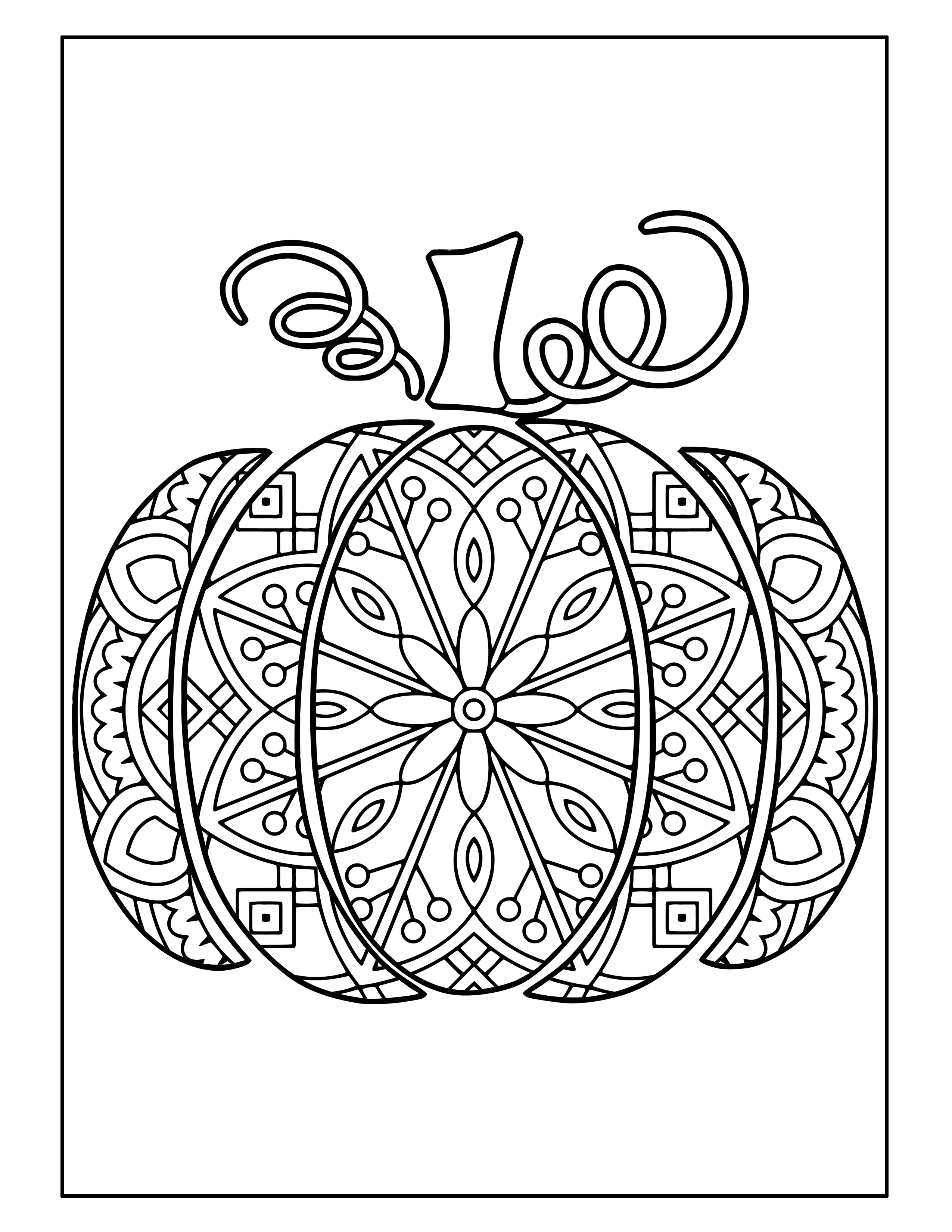 HALLOWEEN PUMPKIN MANDALA Coloring Pages for Kids Adults Art Activities Line Art