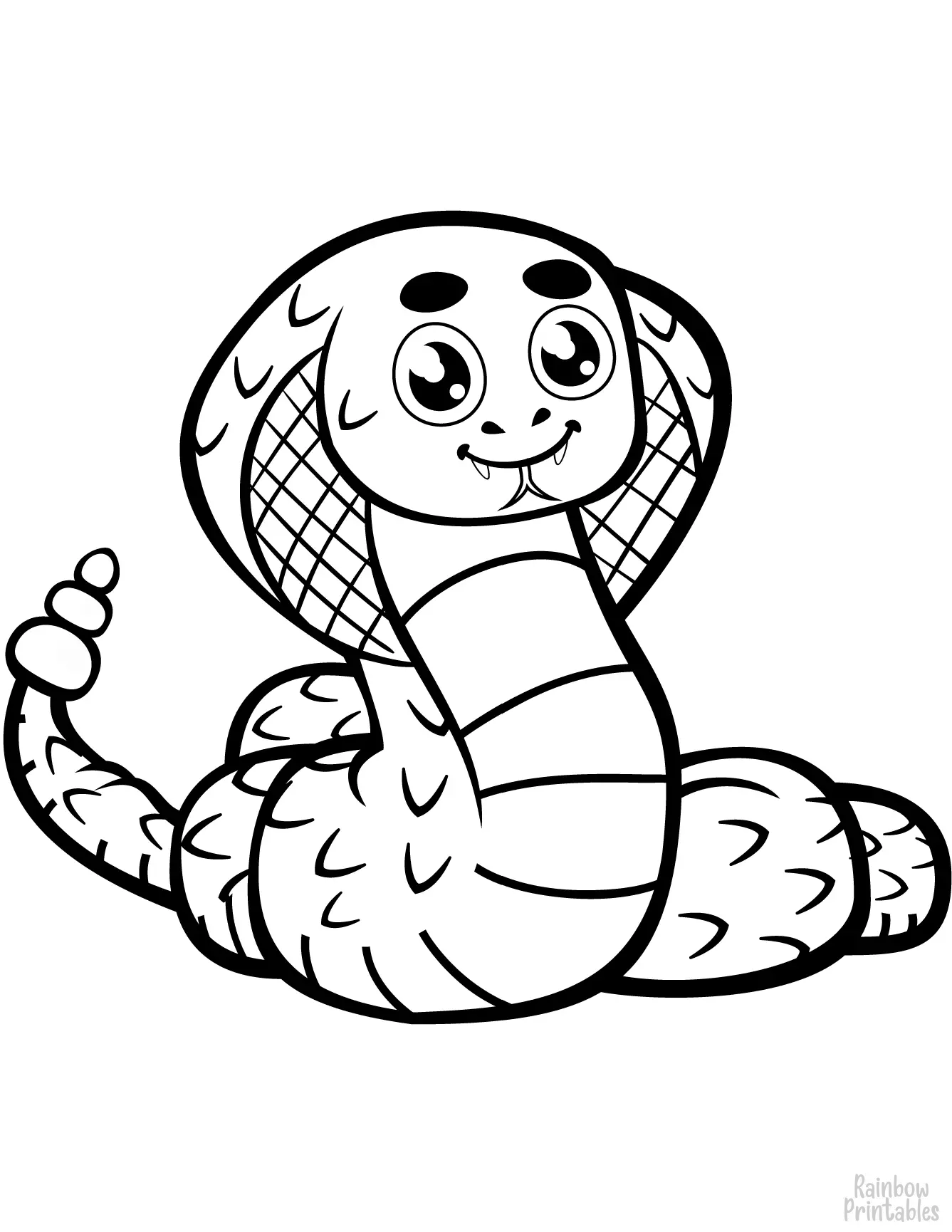 Simple Easy Color Animal Pages for Kids cute-cobra-coloring-page (1)