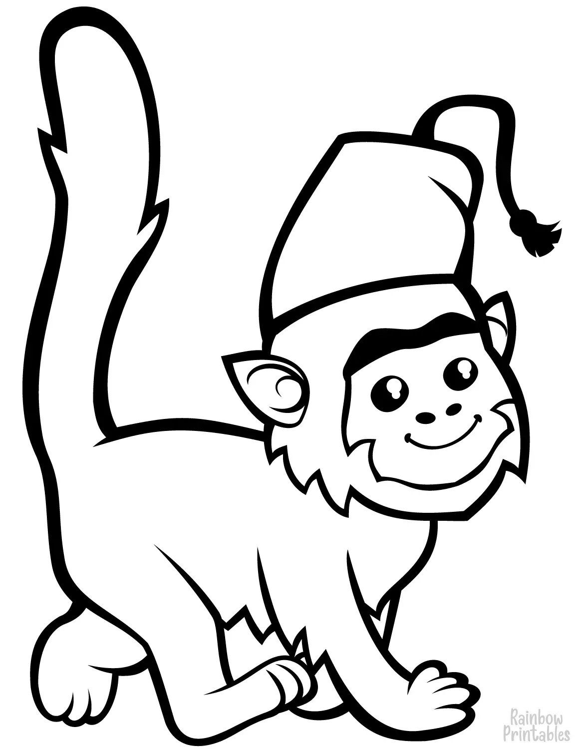 Simple Easy Color Animal Pages for Kids-cute-monkey-in-fez-coloring-page