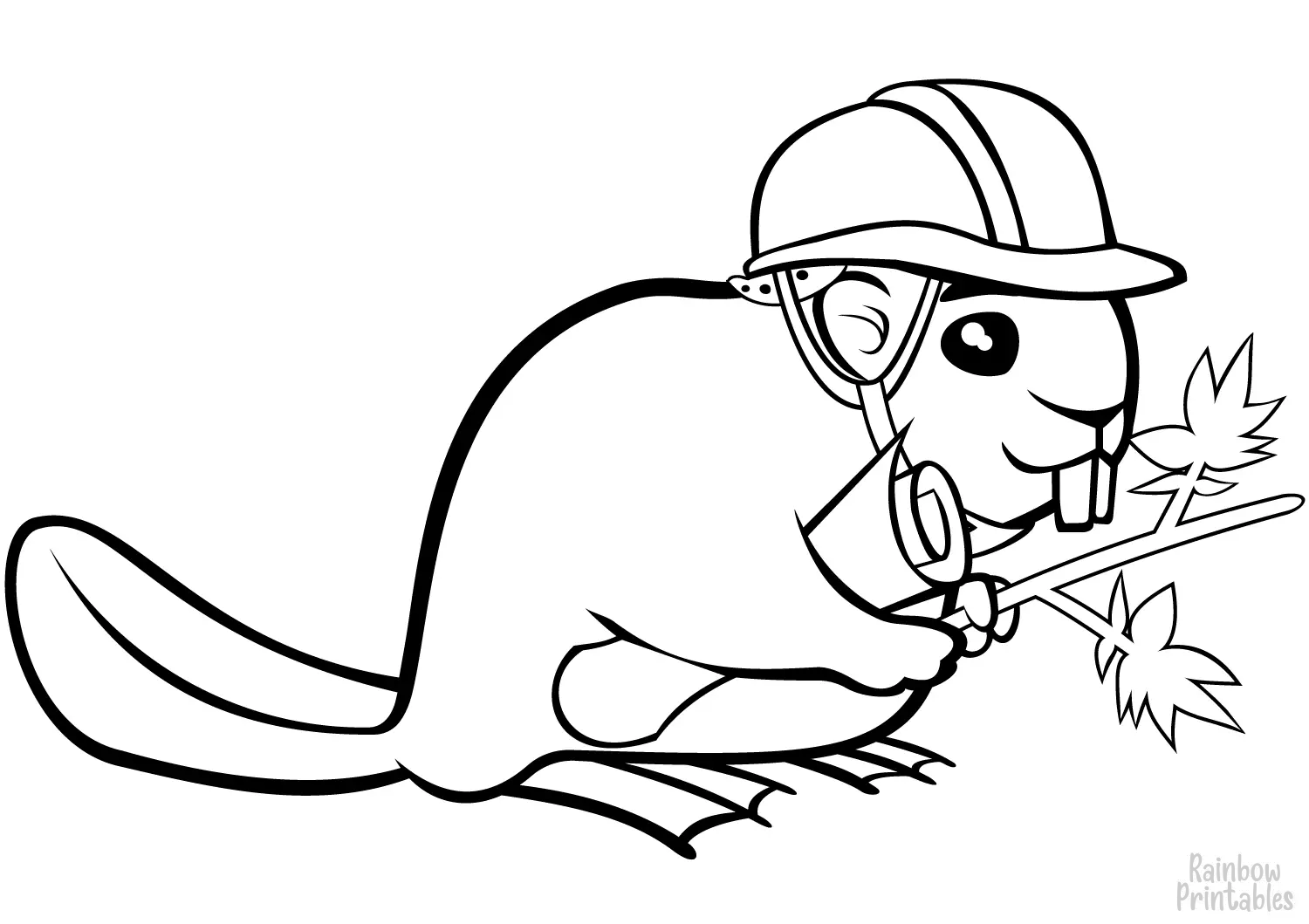 Simple Easy Color Animal Pages for Kids funny-chipmunk-in-a-helmet-coloring-page for small boys