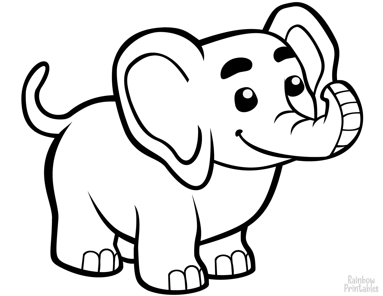 Simple-easy-happy-baby-elephant-coloring-page