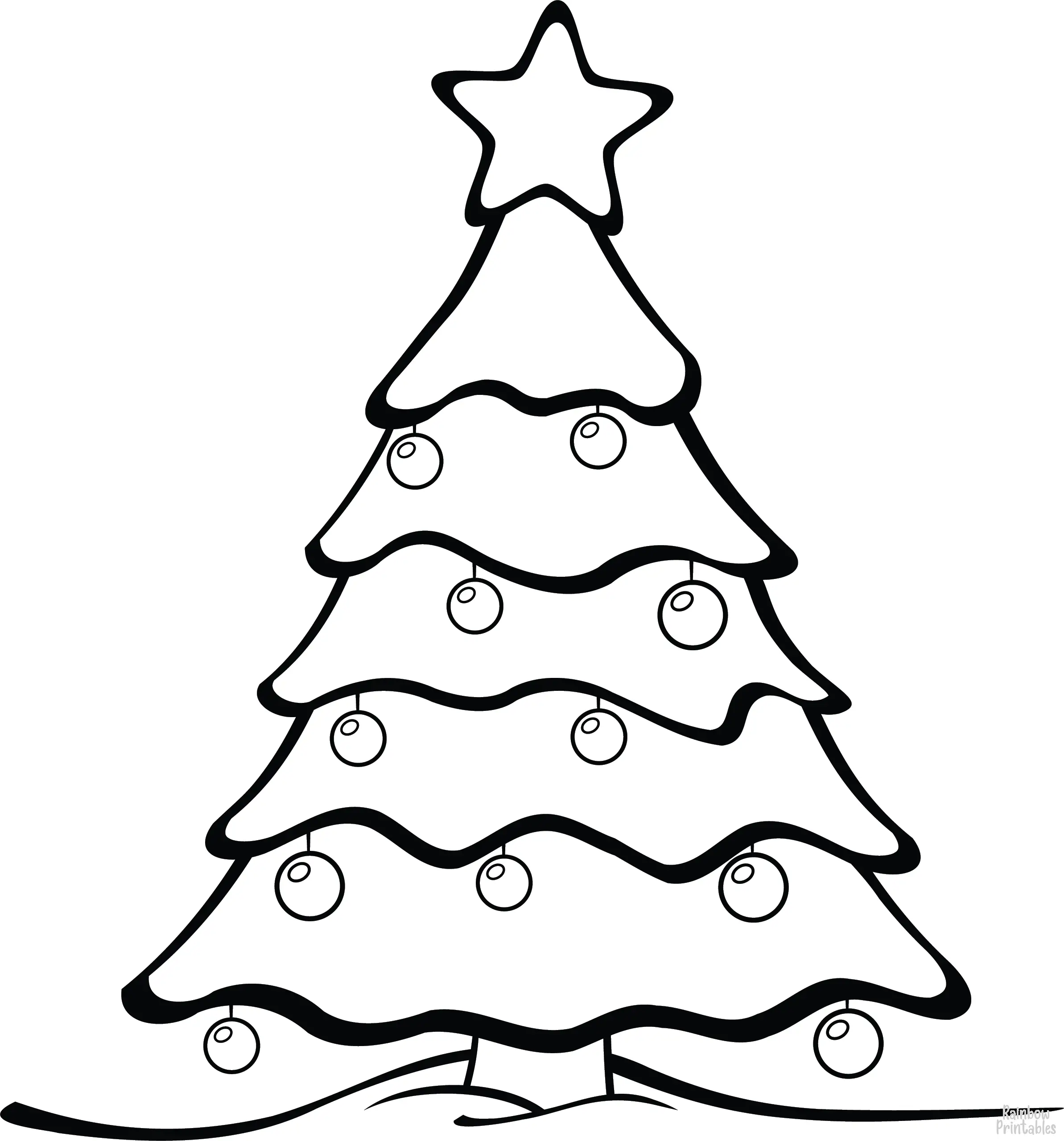 Star Decorated Holiday Tree Coloring Page Christmas Xmas Coloring Activities for Kids