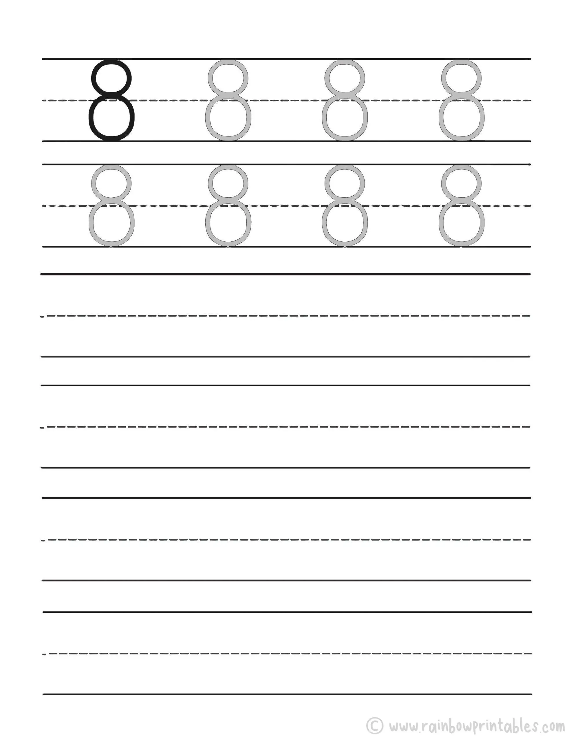 Trace Numbers Worksheet-EIGHT-8