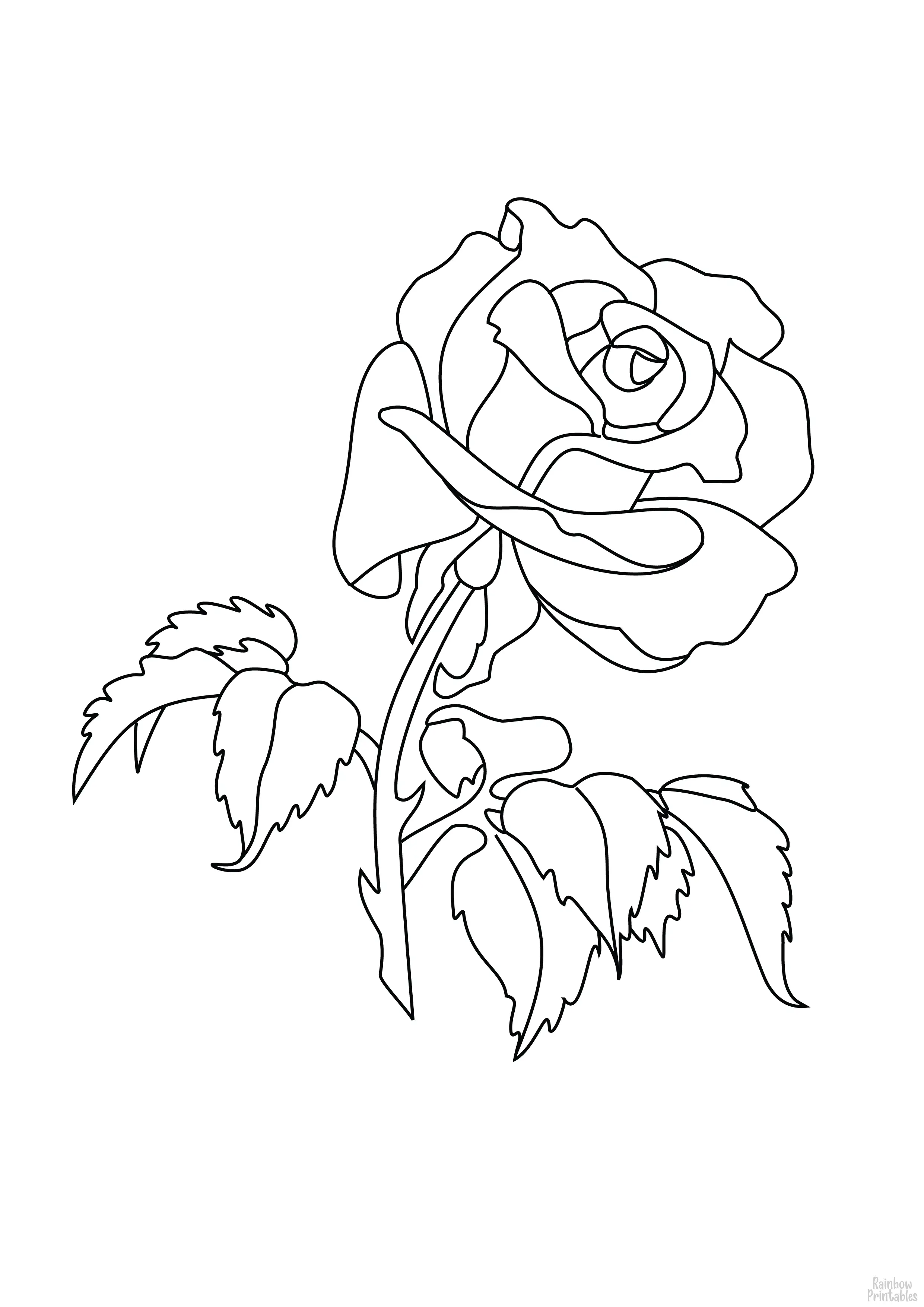 SIMPLE ROSE VALENTINE'S DAY Clipart Coloring Pages for Kids Adults Art Activities Line Art