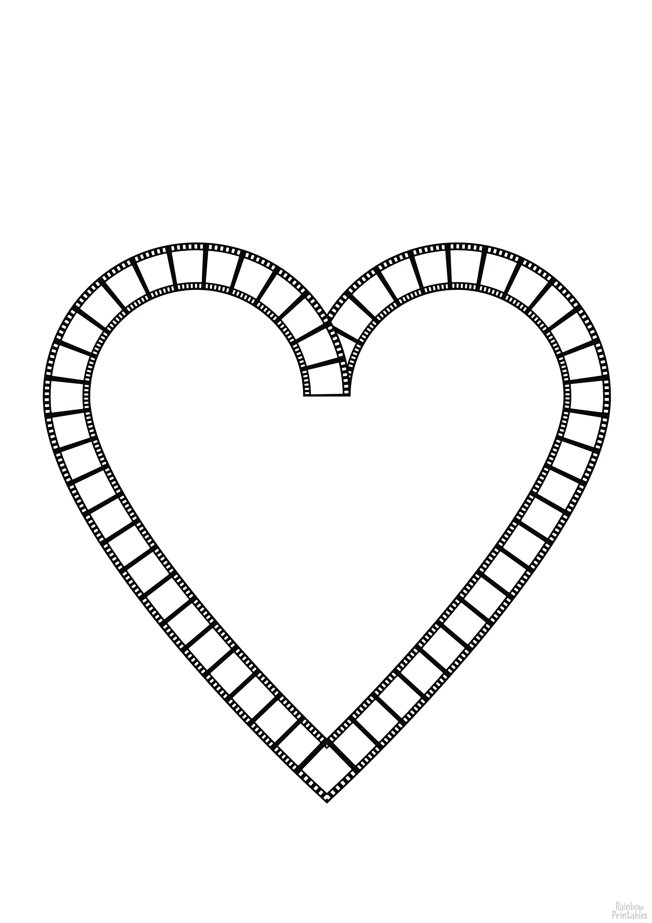 Film Valentine DAY PAGE FRAMES HEART SHAPE Clipart Coloring Pages for Kids Adults Art Activities Line Art-04