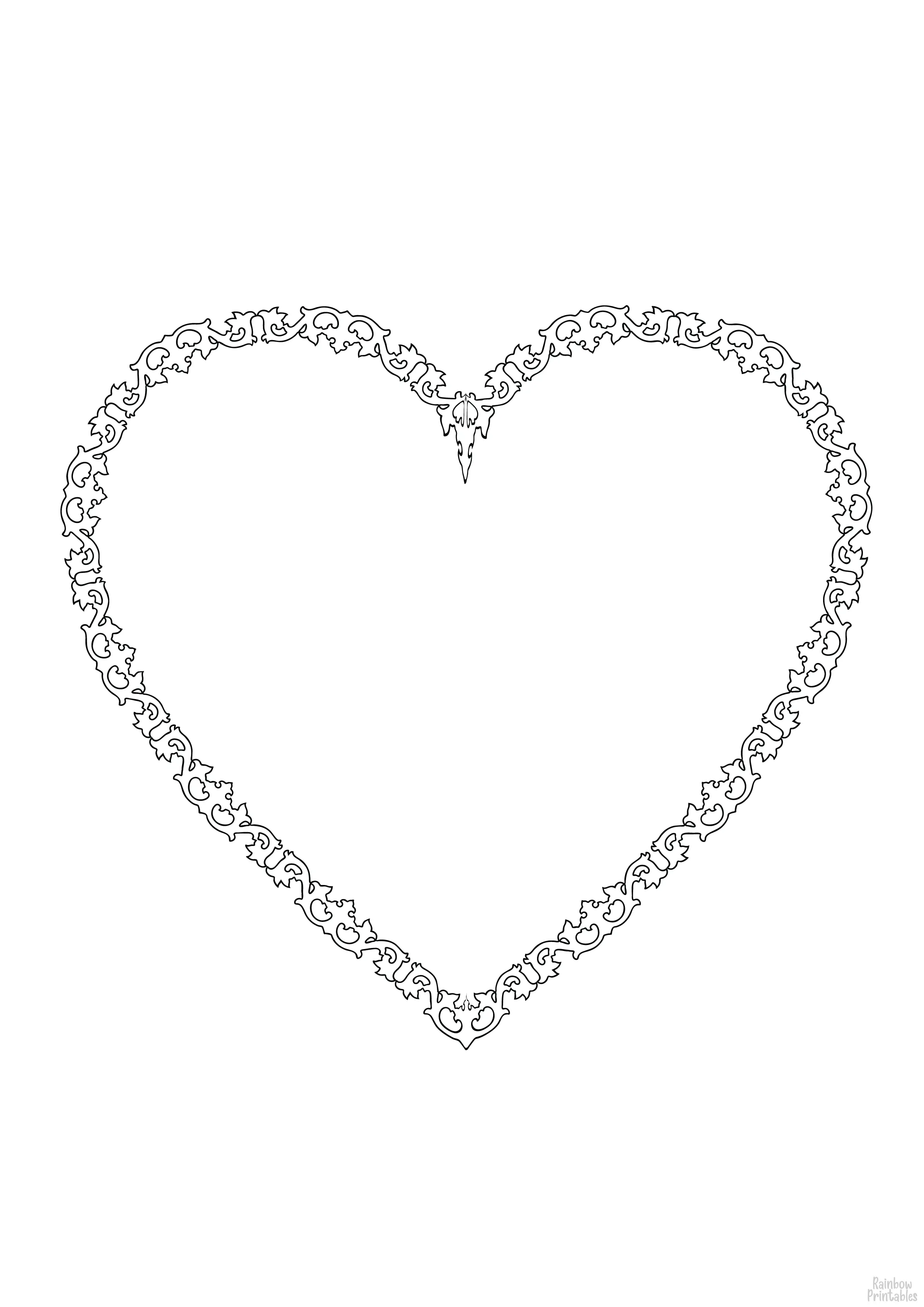 Valentine DAY PAGE FRAMES HEART SHAPE Clipart Coloring Pages for Kids Adults Art Activities Line Art-04