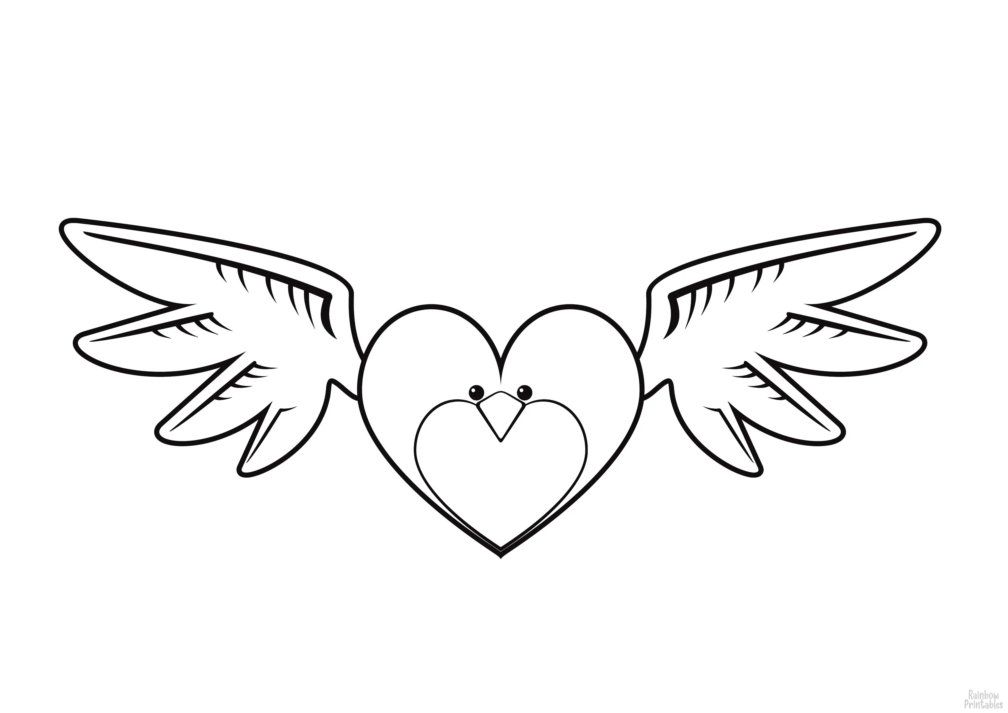Valentine DAY PAGE HEART SHAPE BIRD Clipart Coloring Pages for Kids Adults Art Activities Line Art-08
