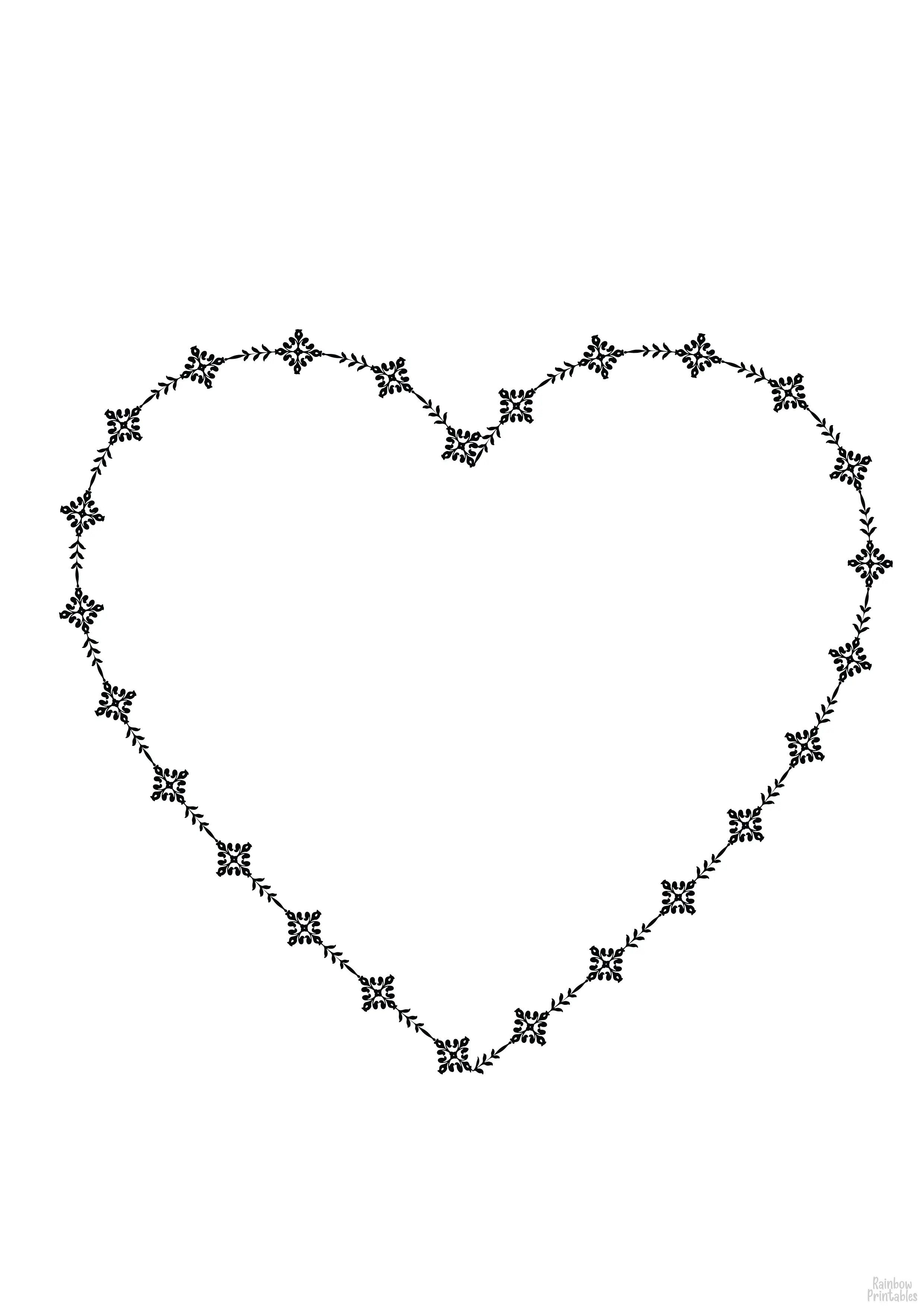 Valentine DAY PAGE FRAMES HEART SHAPE Clipart Coloring Pages for Kids Adults Art Activities Line Art