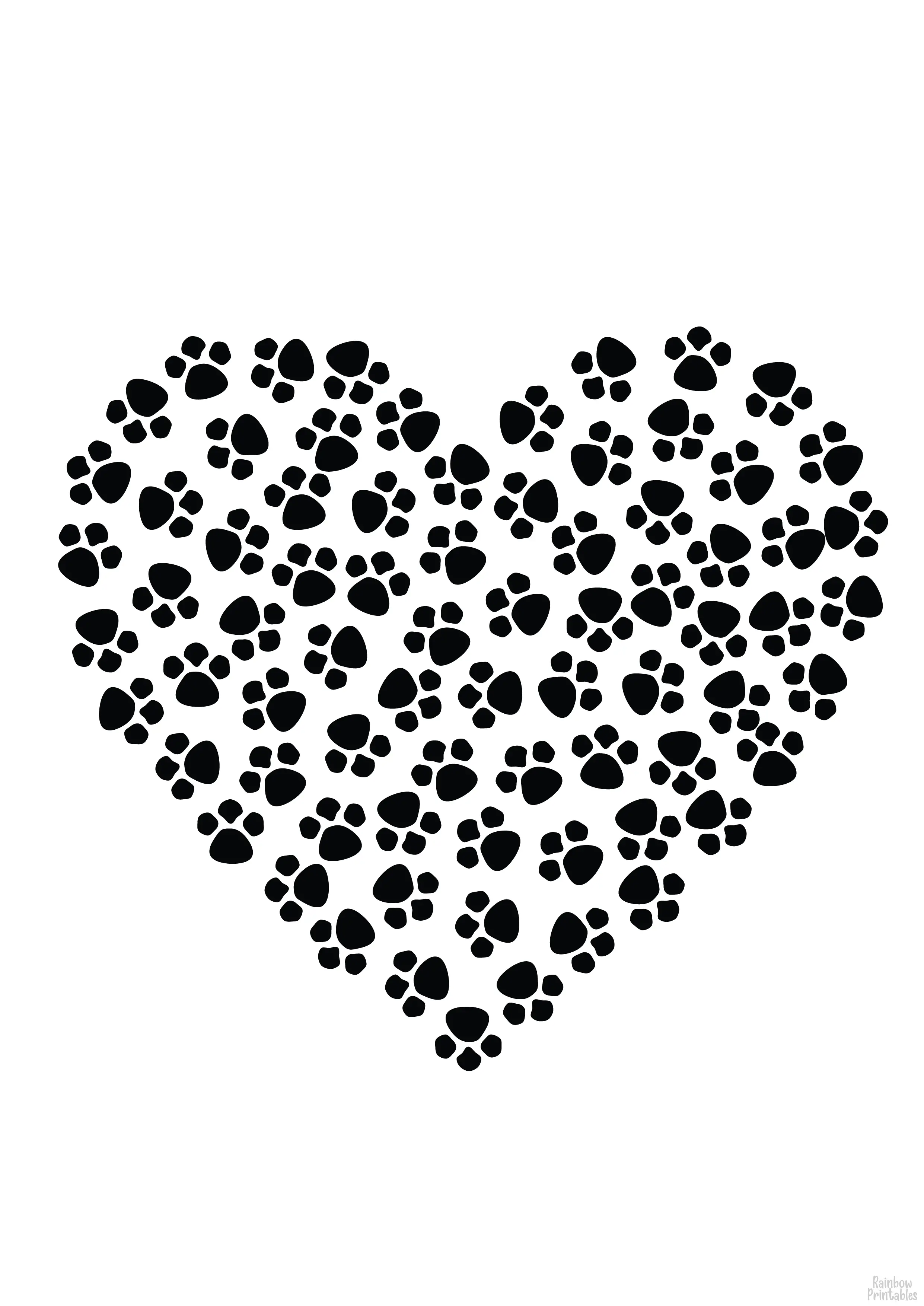 Valentine DAY PAWS HEART SHAPE Clipart Coloring Pages for Kids Adults Art Activities Line Art-10