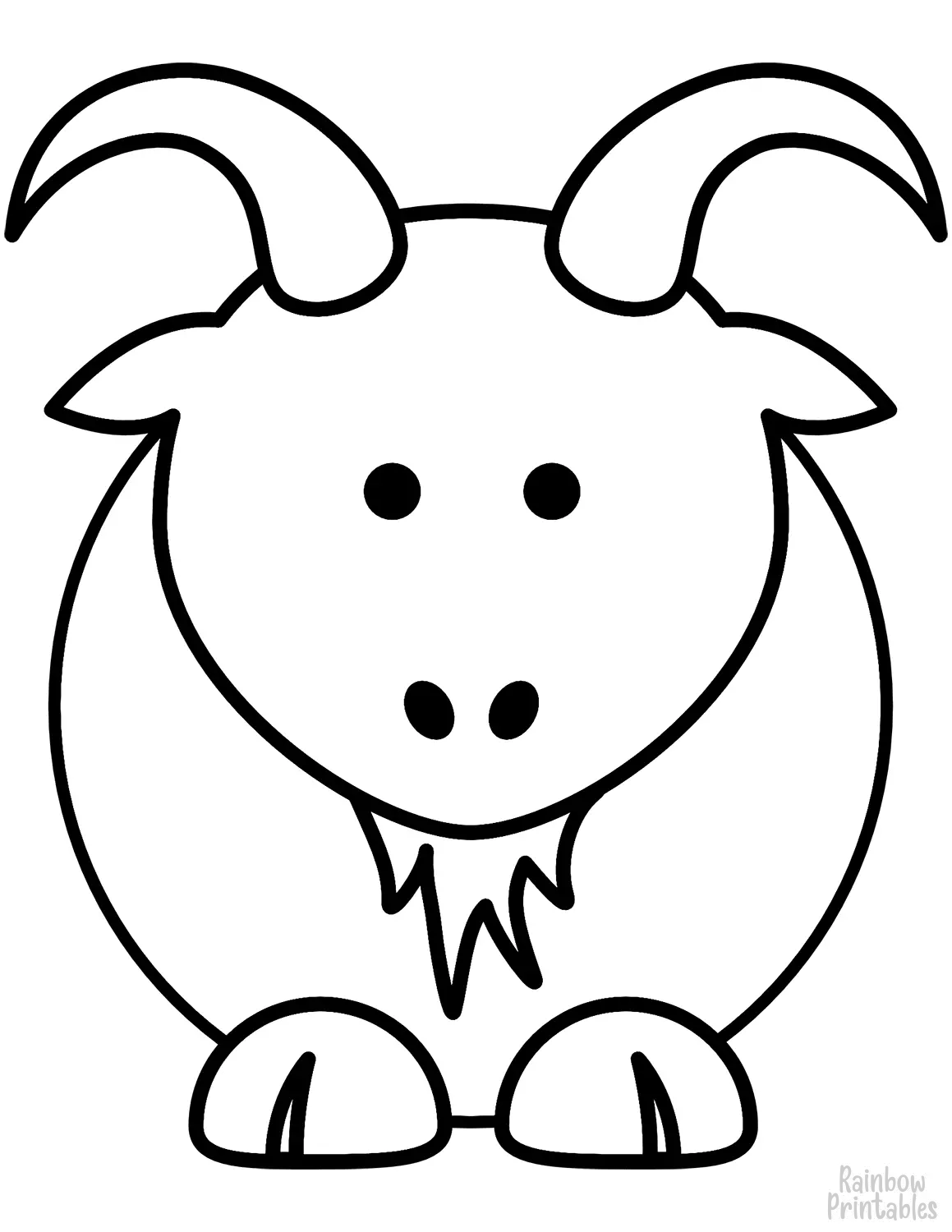 Very easy, simple, goat-coloring-page