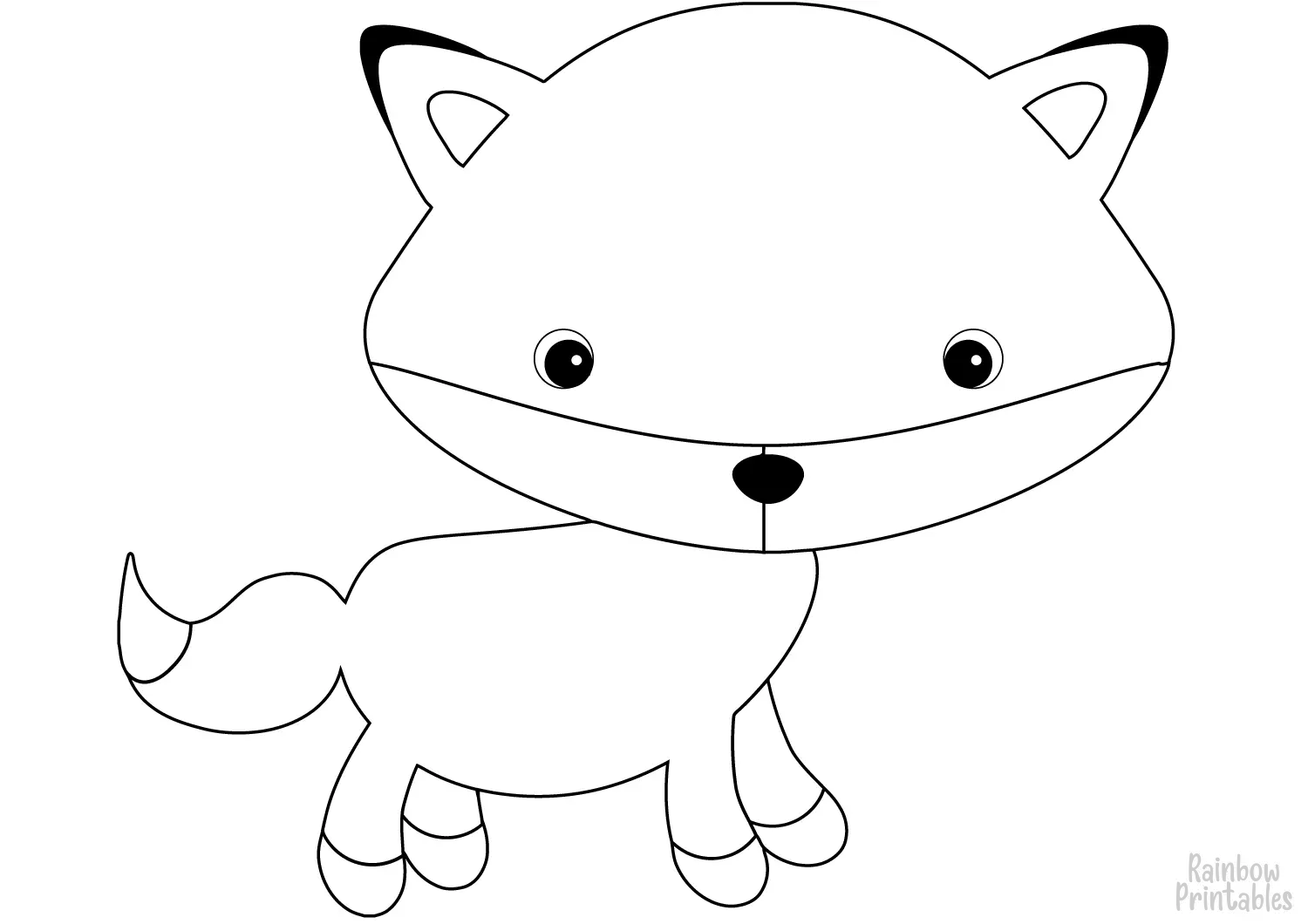 adorable-fox-coloring-page-for kids-animal-doodle