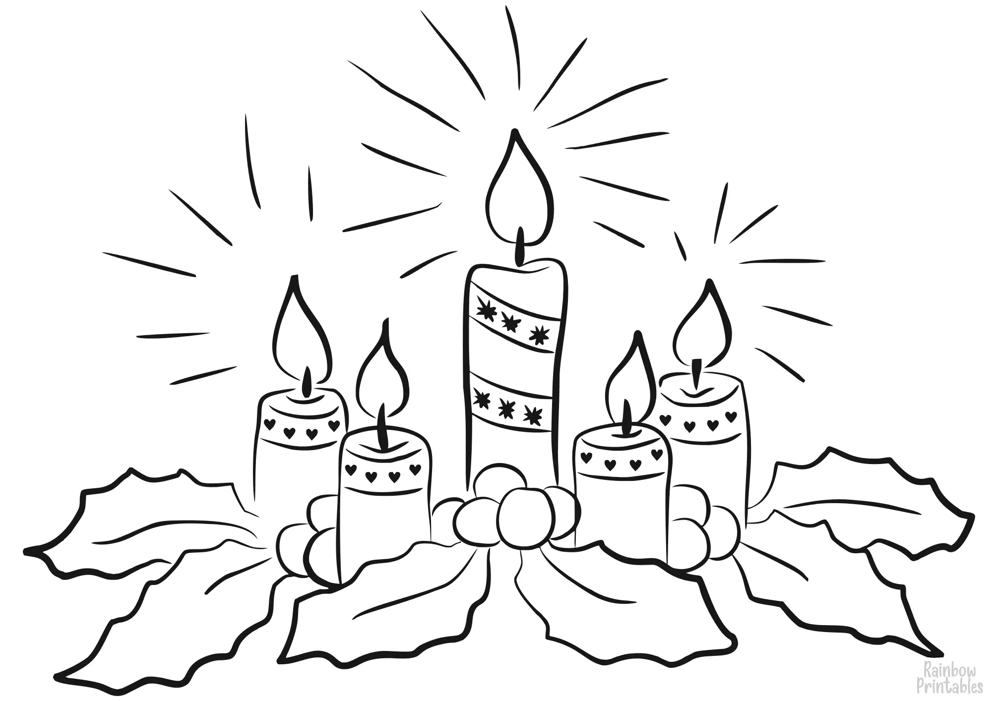 advent-candles-Line Drawing Doodle Coloring Book Page Sheets for Children