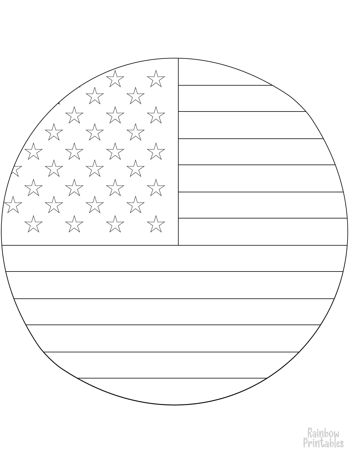 American USA Flag in Circle Free Clipart Public Domain Coloring Pages Line Art Drawings for Kids-