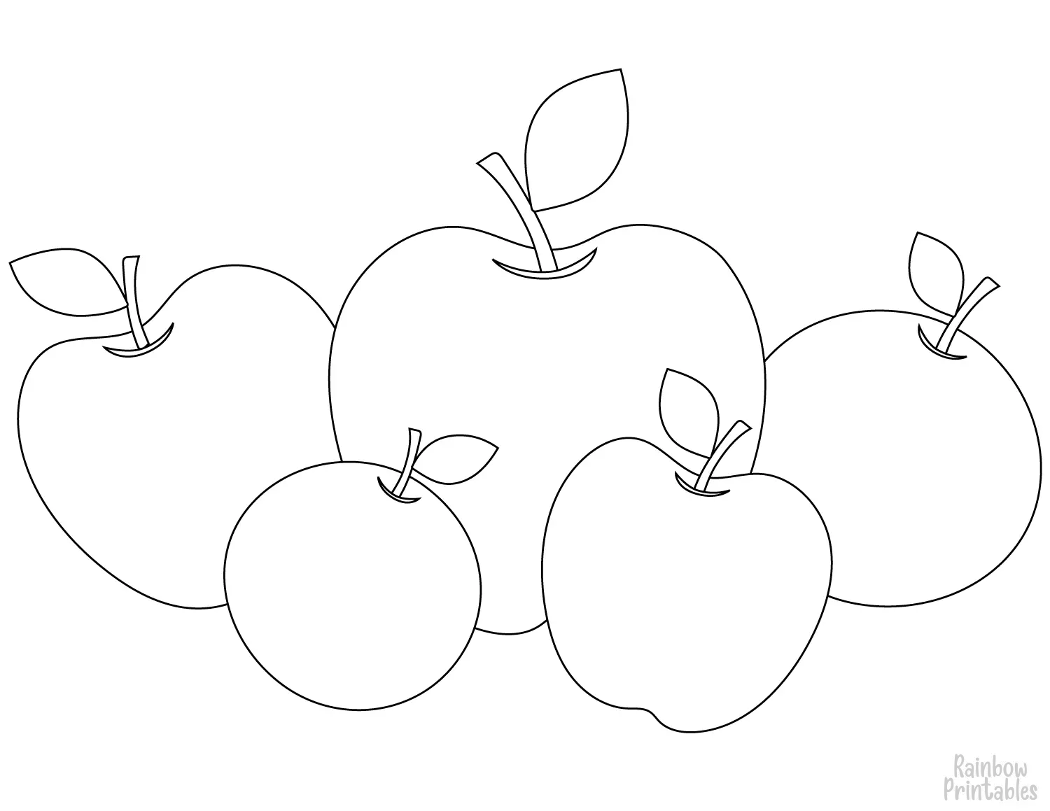 Line Drawing Bunch of APPLES Coloring Pages for Kids Art Project