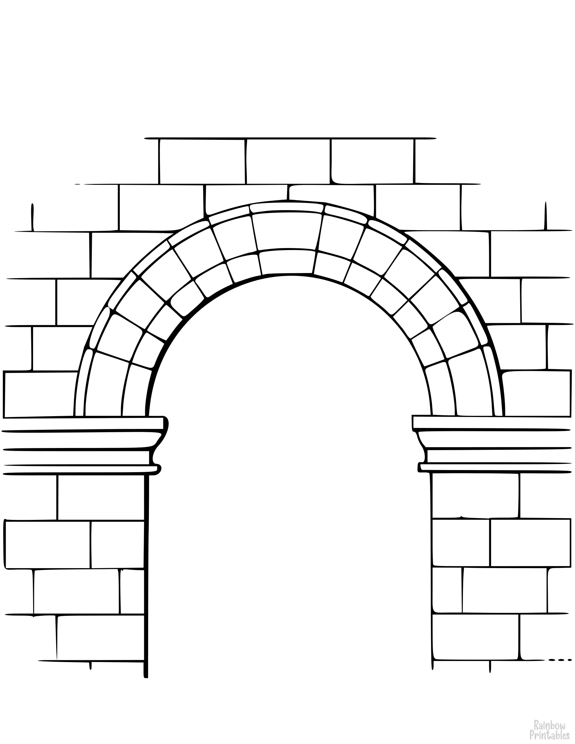 Simple Easy Line Drawing For Kids European Window Arch Coloring Page for Children