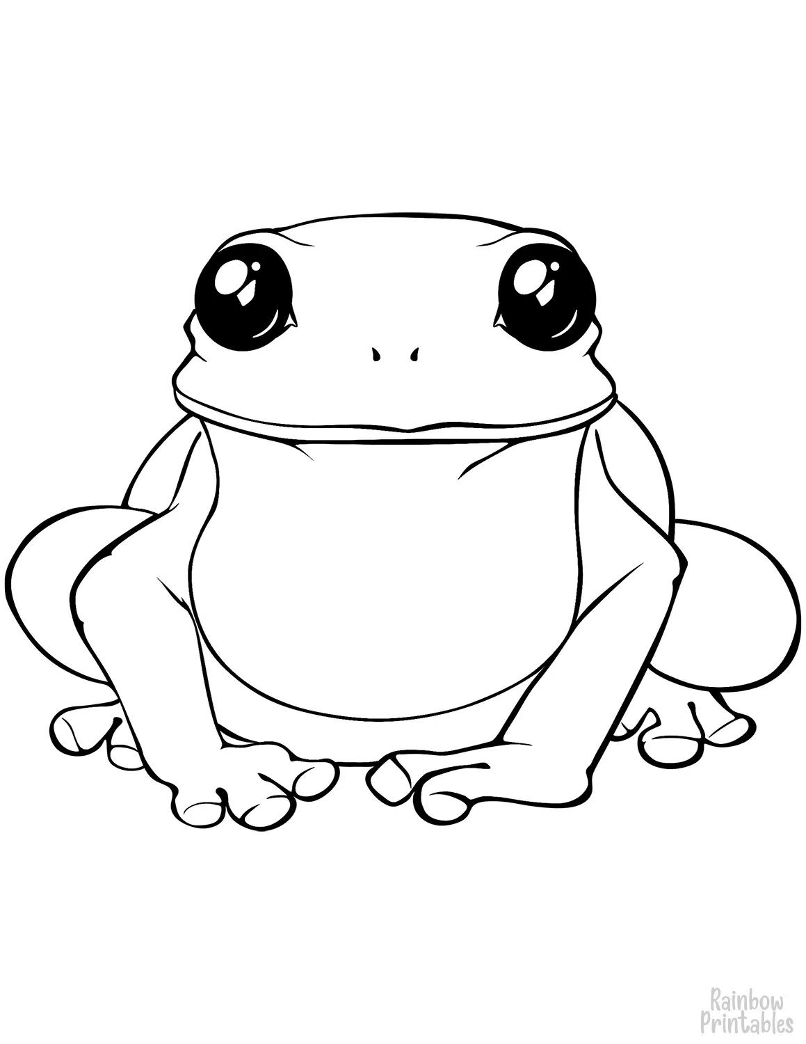 SIMPLE-EASY-line-drawings-CUTE FROG-coloring-page-for-kids