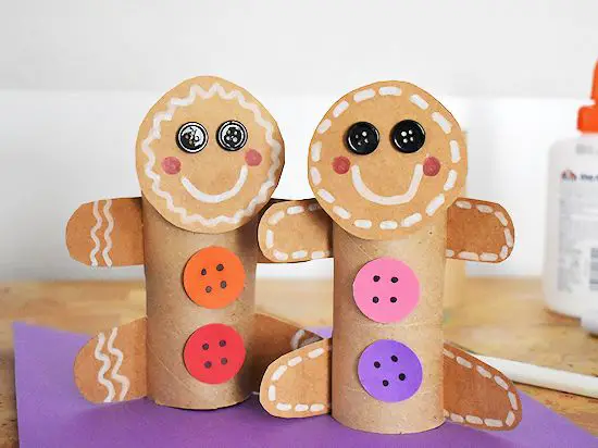 Cardboard Roll-Gingerbread Man made from tissue cardboard rolls and paper 