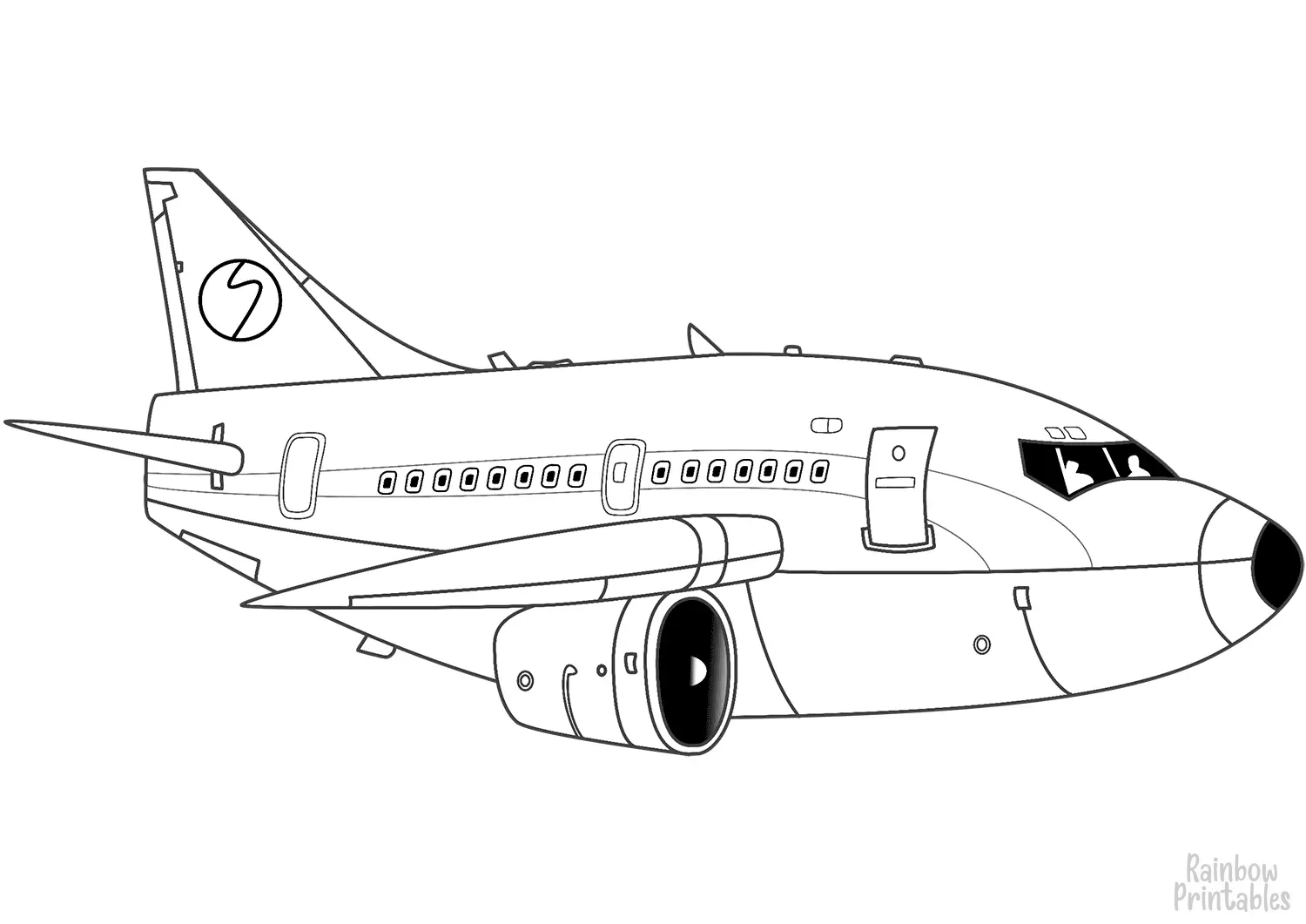 CARTOON AIRLINER AEROSPACE Clipart Coloring Pages for Kids Adults Art Activities Line Art