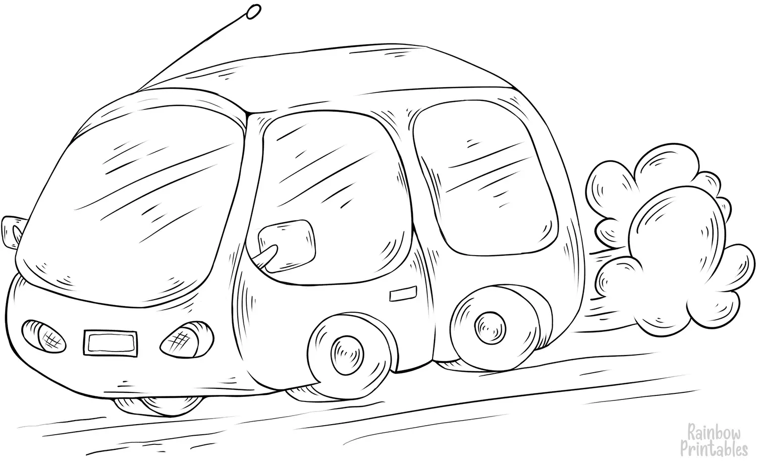 CARTOON BUS CAR VROOM Clipart Coloring Pages for Kids Adults Art Activities Line Art