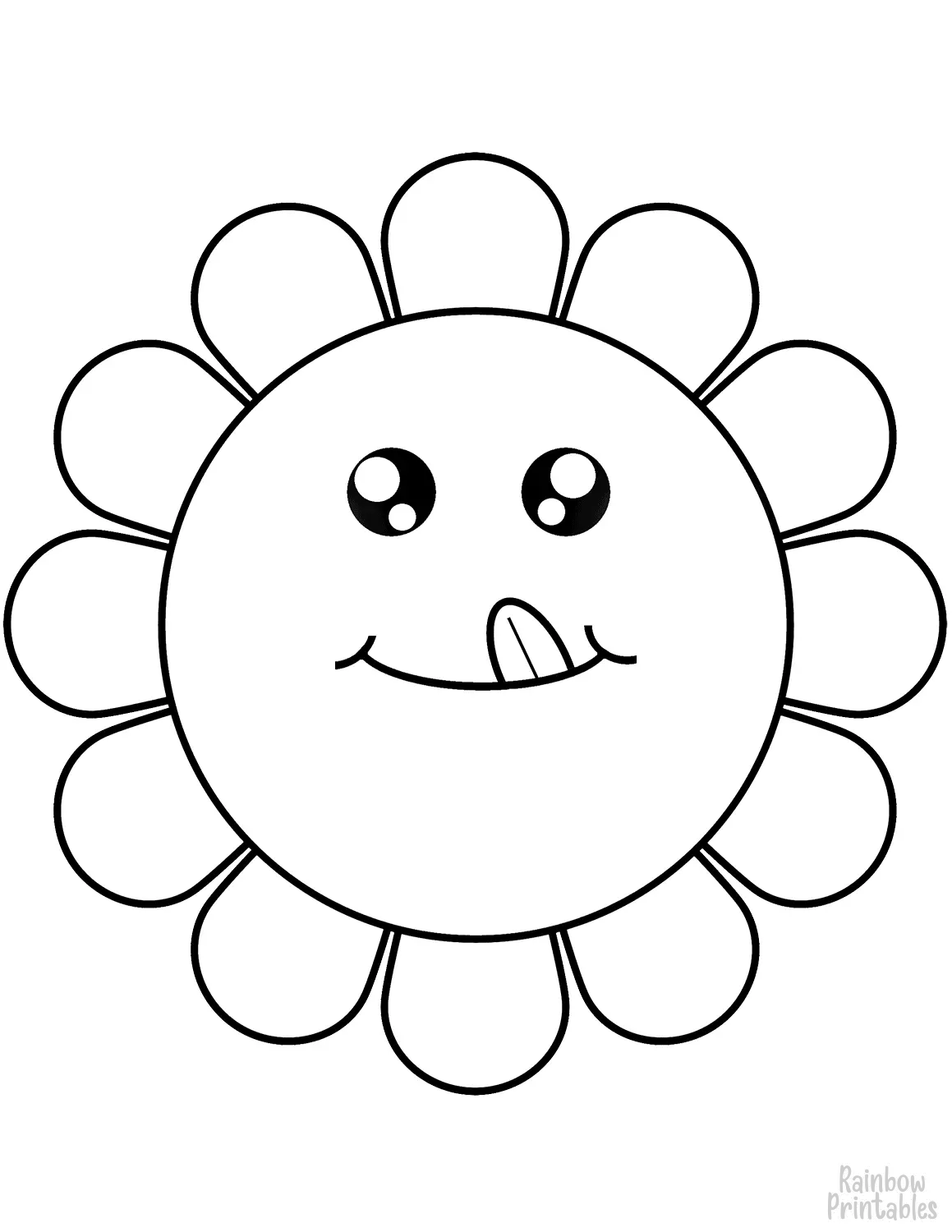 SIMPLE-EASY-line-drawings-CARTOON-Flower-Face-coloring-page-for-kids Outline