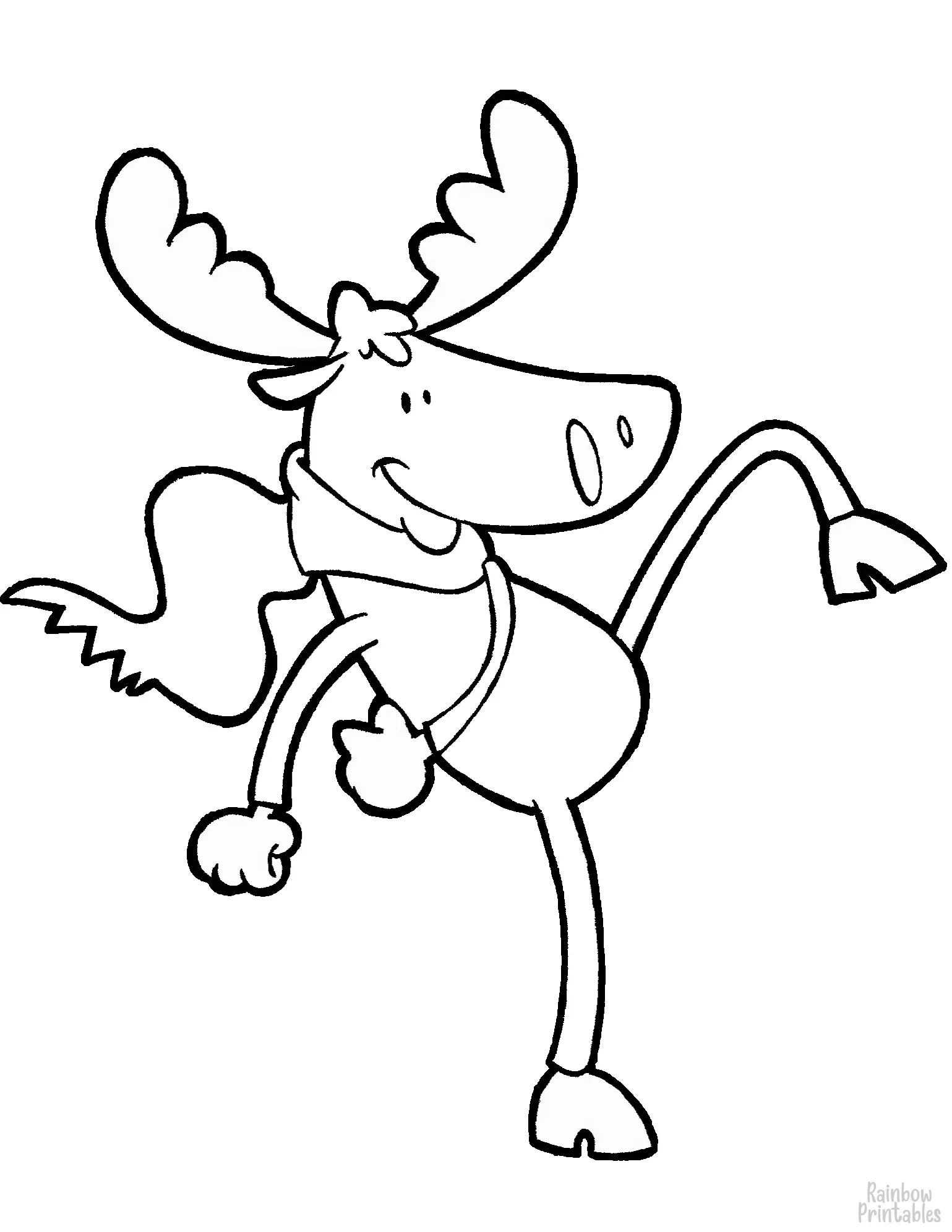 cartoon-moose-coloring-page-Winter Season Drawing Doodle Coloring Book Page Sheets for Kids Activity