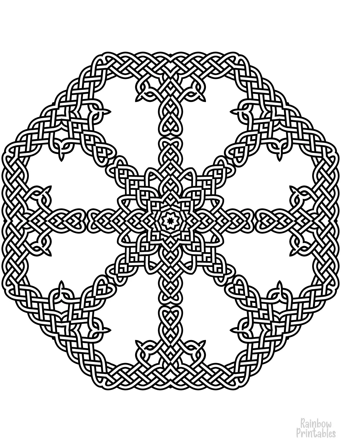 Celtic Knot Pattern Mandala Coloring Pages for Kids Adults Art Activities Line Art