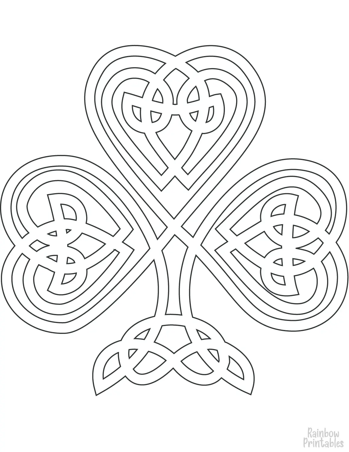 Celtic Shamrock Clover DESIGN Pattern Mandala Coloring Pages for Kids Adults Art Activities Line Art