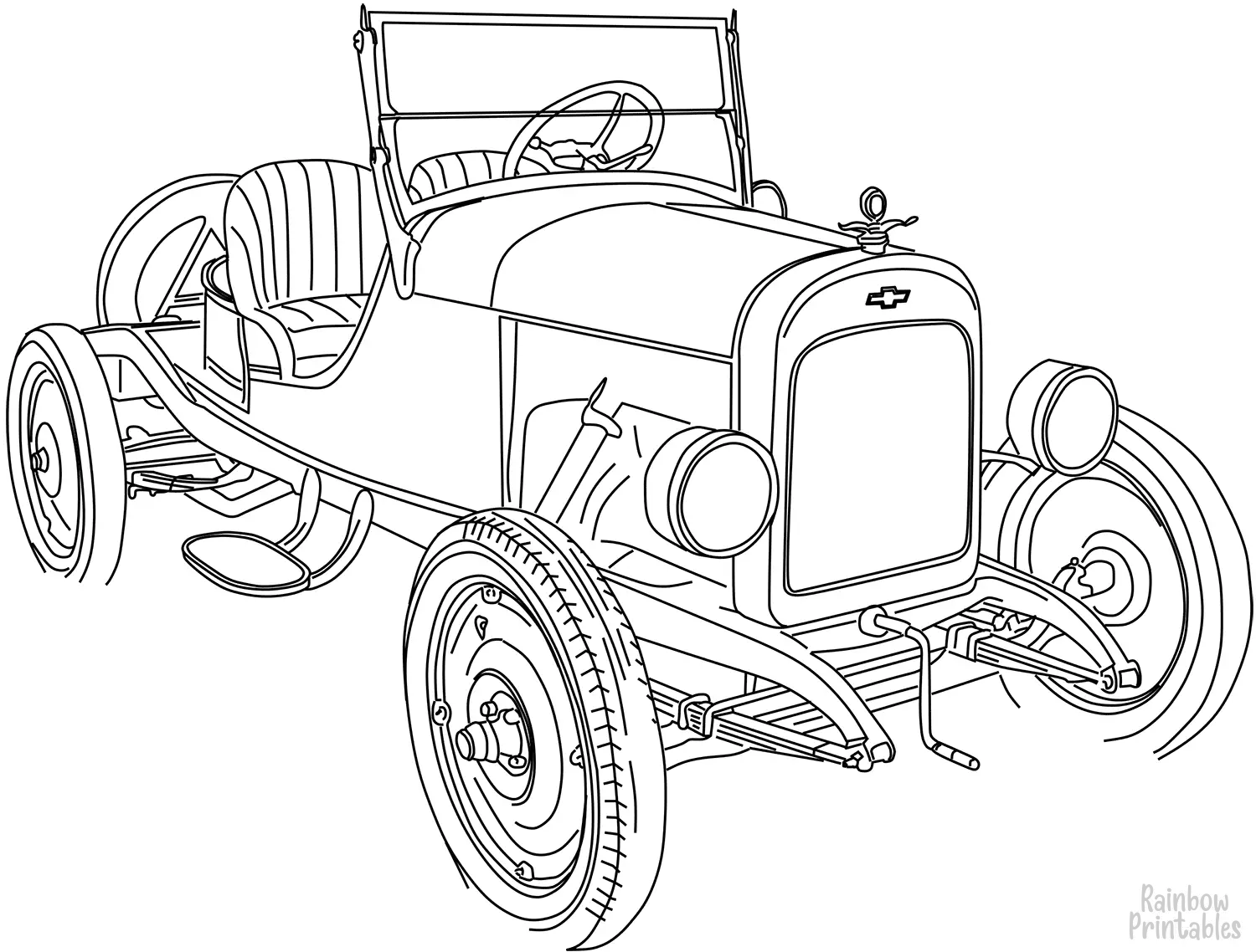 chevrolet-series-490-roadster-Clipart Coloring Pages for Kids Adults Art Activities Line Art