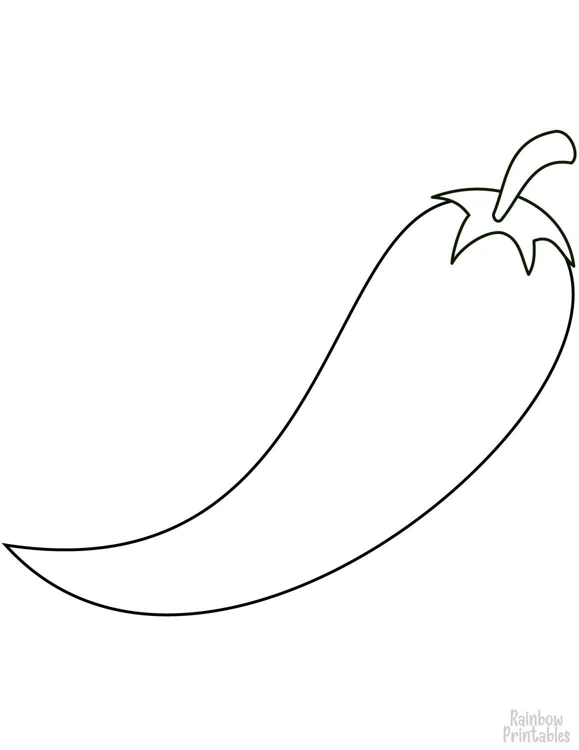 Line Drawing CHILI HOT PEPPER Coloring Pages for Kids Art Project