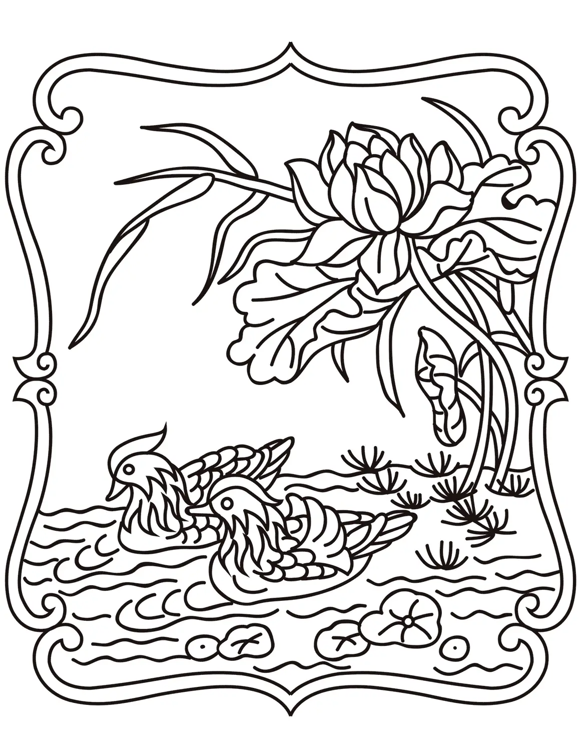 CHINESE EGRET BIRD Traditional Beautiful Mandala Coloring Pages for Kids Adults Boredom Art Activities Line Art