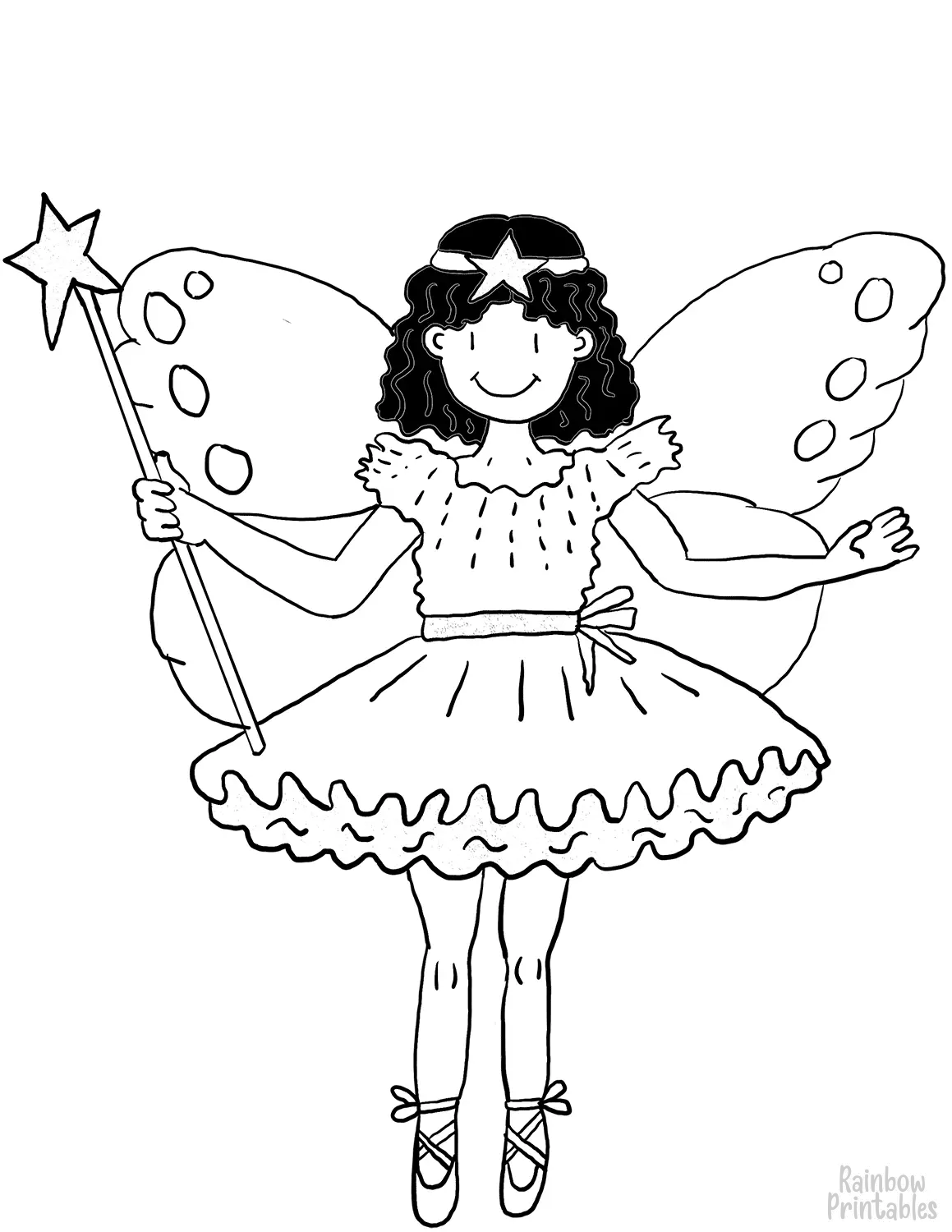 Adorable Christmas Xmas Fairy Style Drawing Coloring Page Activity for Kids