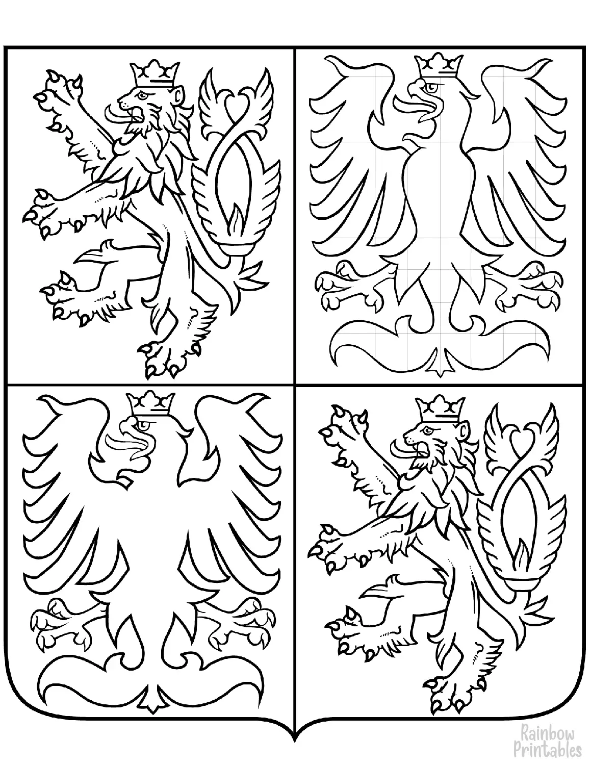 coat-of-arms-of-the-czech-republic-CLipart-Cartoon-Free-Clipart-Line-Drawing-coloring-page-Activity-For-Kids