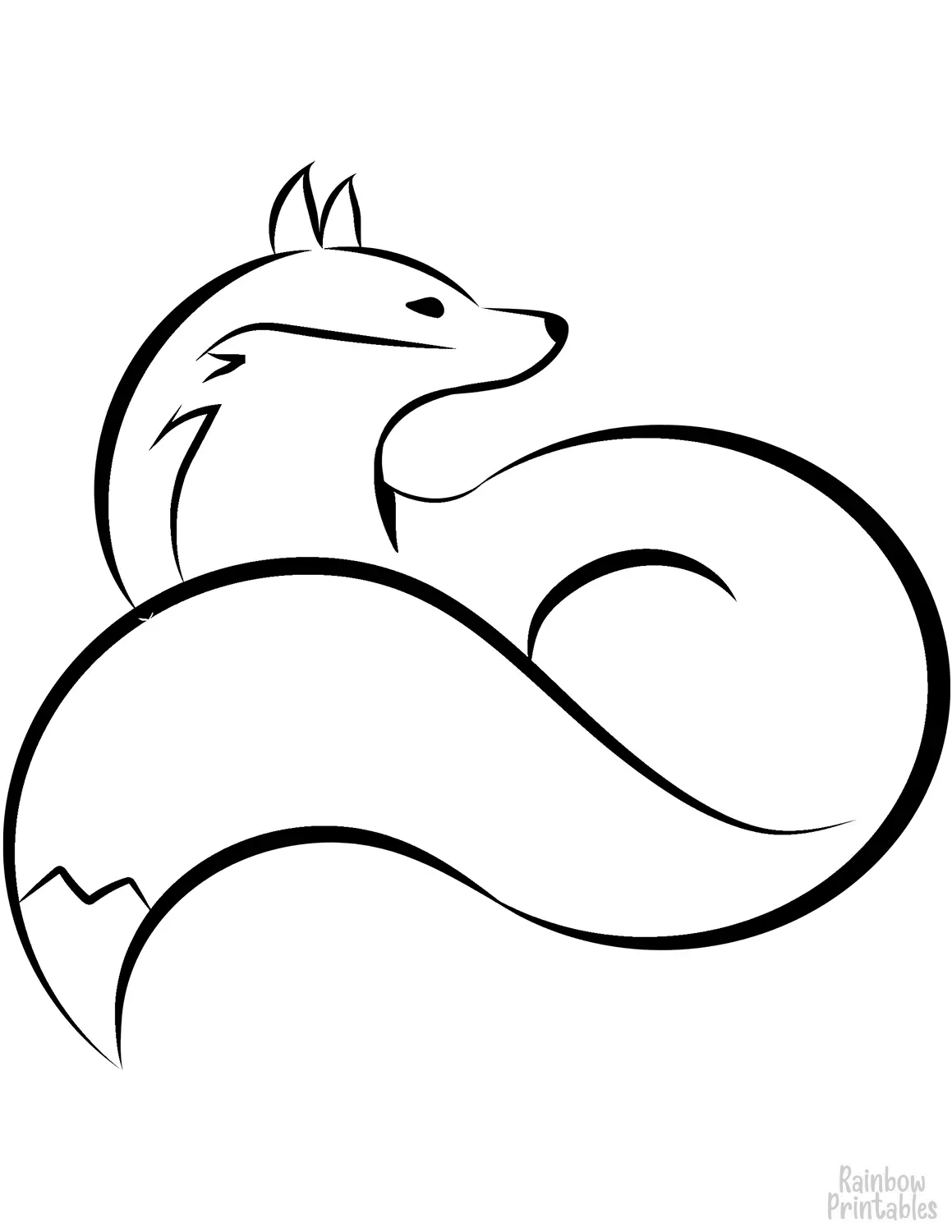 coloring page for kids graceful fox-Simple Easy Color Animal Pages for Kids