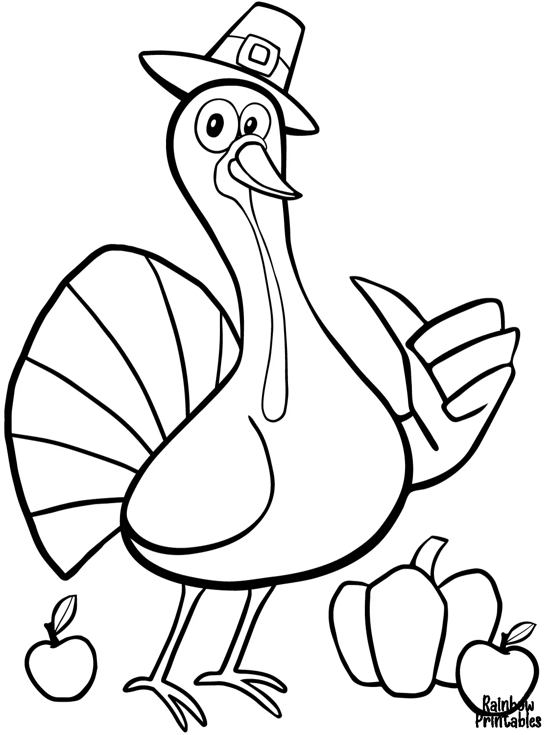 CUTE THUMBS UP TURKEY ANIMAL Clipart Coloring Pages for Kids Adults Art Activities Line Art