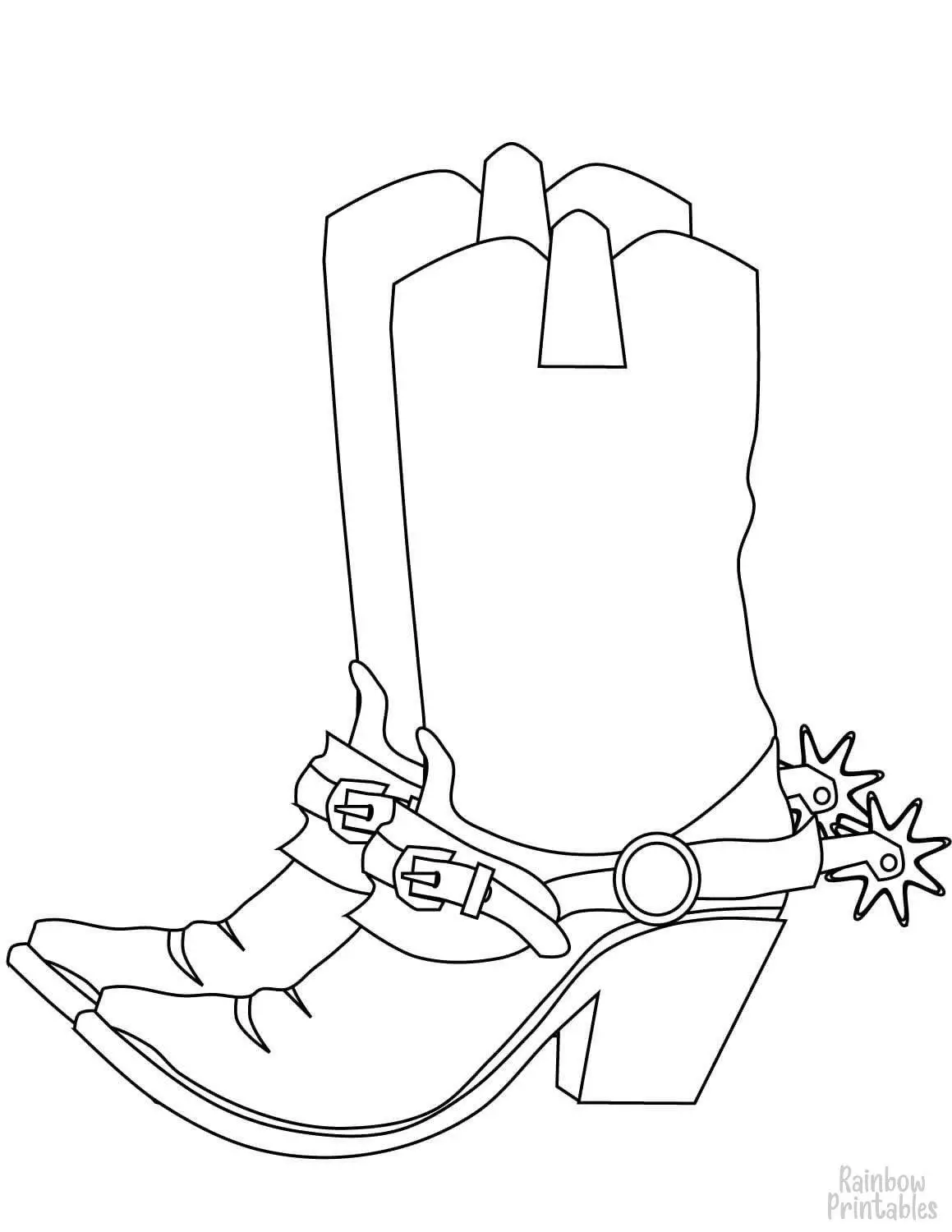 Cowboy Boots Western Coloring Activity Pages for Kids