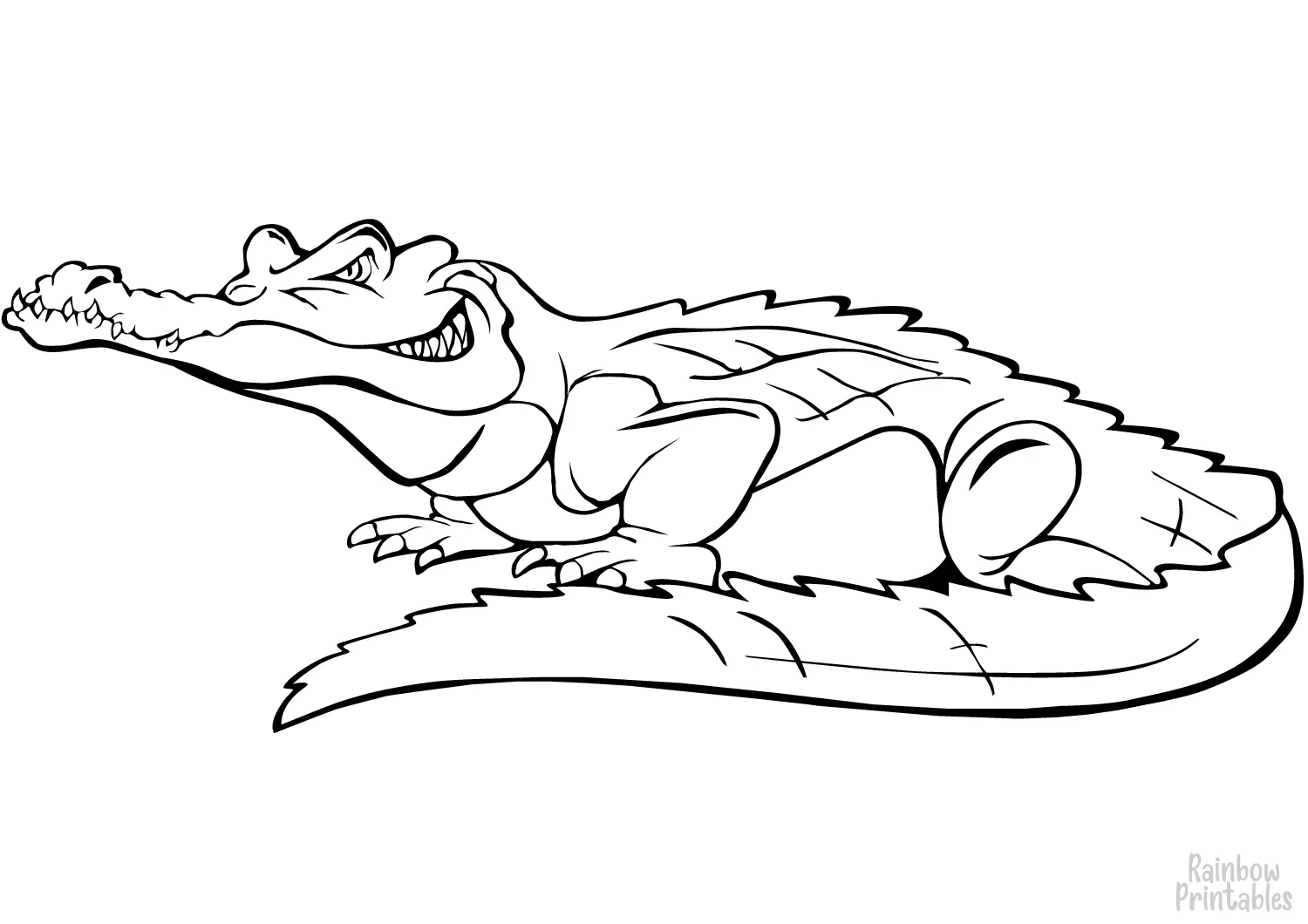 SIMPLE-EASY-line-drawings-ALLIGATOR-CROCODILE-cartoon-coloring-page-for-kids