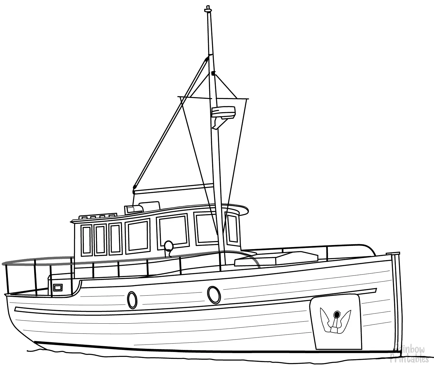 cruiser-boat-Clipart Coloring Pages for Kids Adults Art Activities Line Art