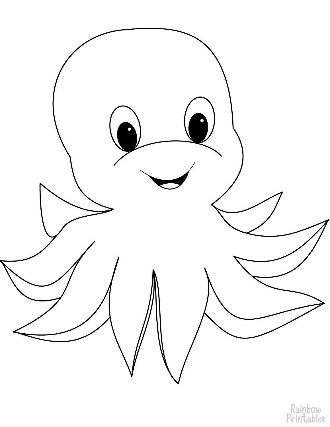 SIMPLE-EASY-line-drawings-Cute-Cartoon-Octopus-coloring-page-for-kids