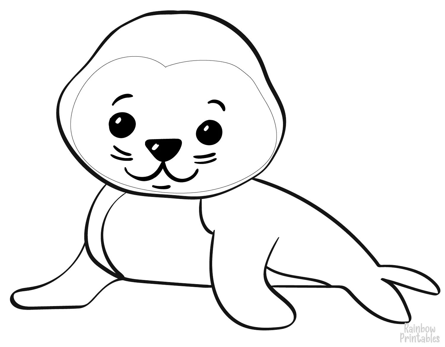 SIMPLE-EASY-line-drawings-CARTOON-SEAL-coloring-page-for-kids
