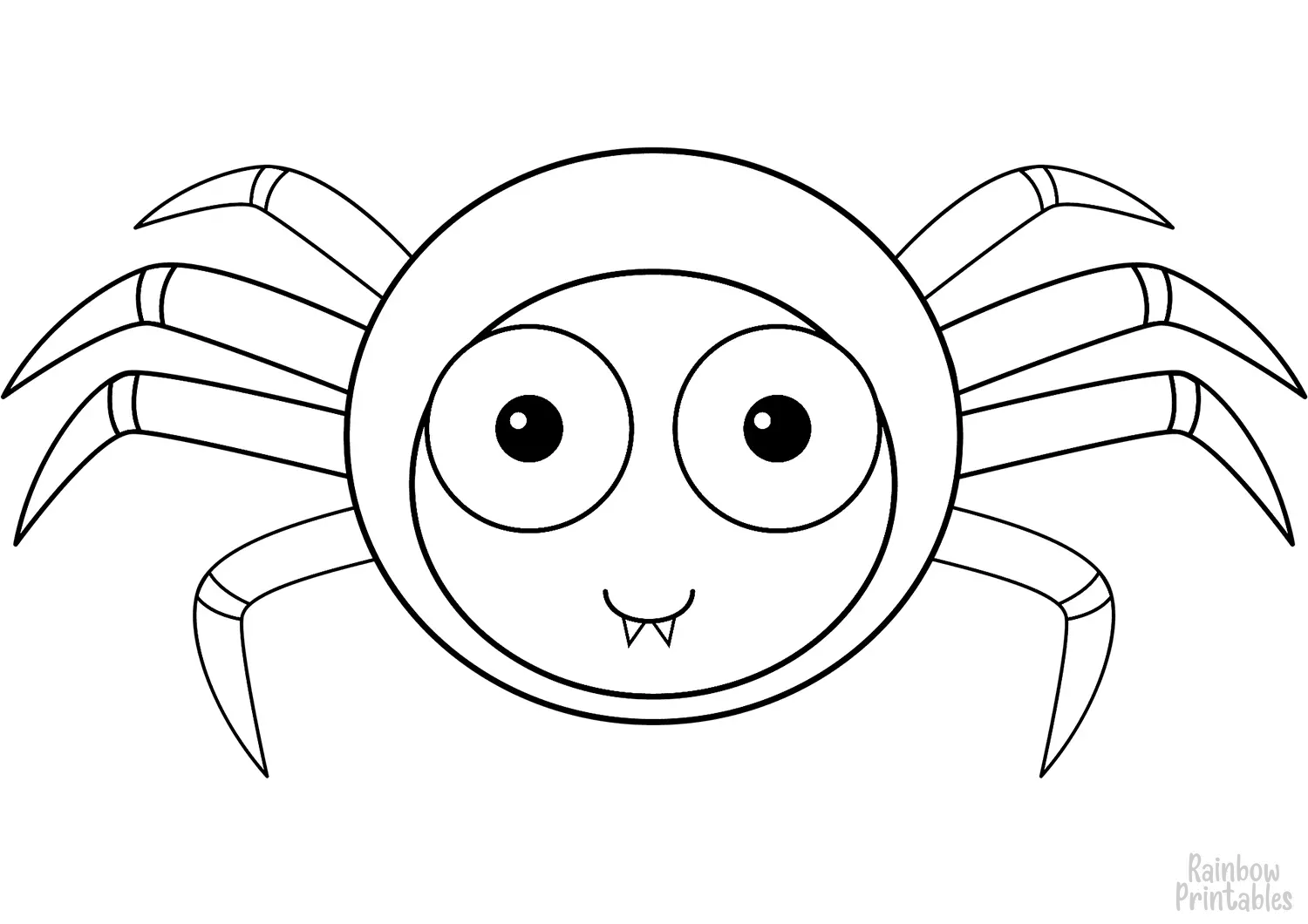 cute-cartoon-spider-coloring-page-Halloween Line Art Drawing Set Free Activity Coloring Pages for Kids-02